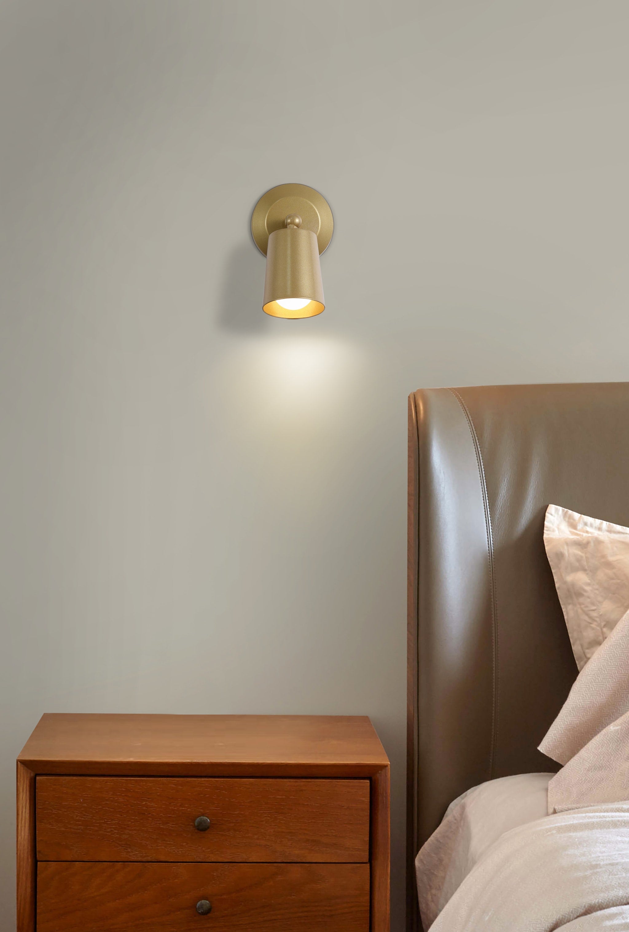 Cone Rechargeable Wall Light, Gold Metal