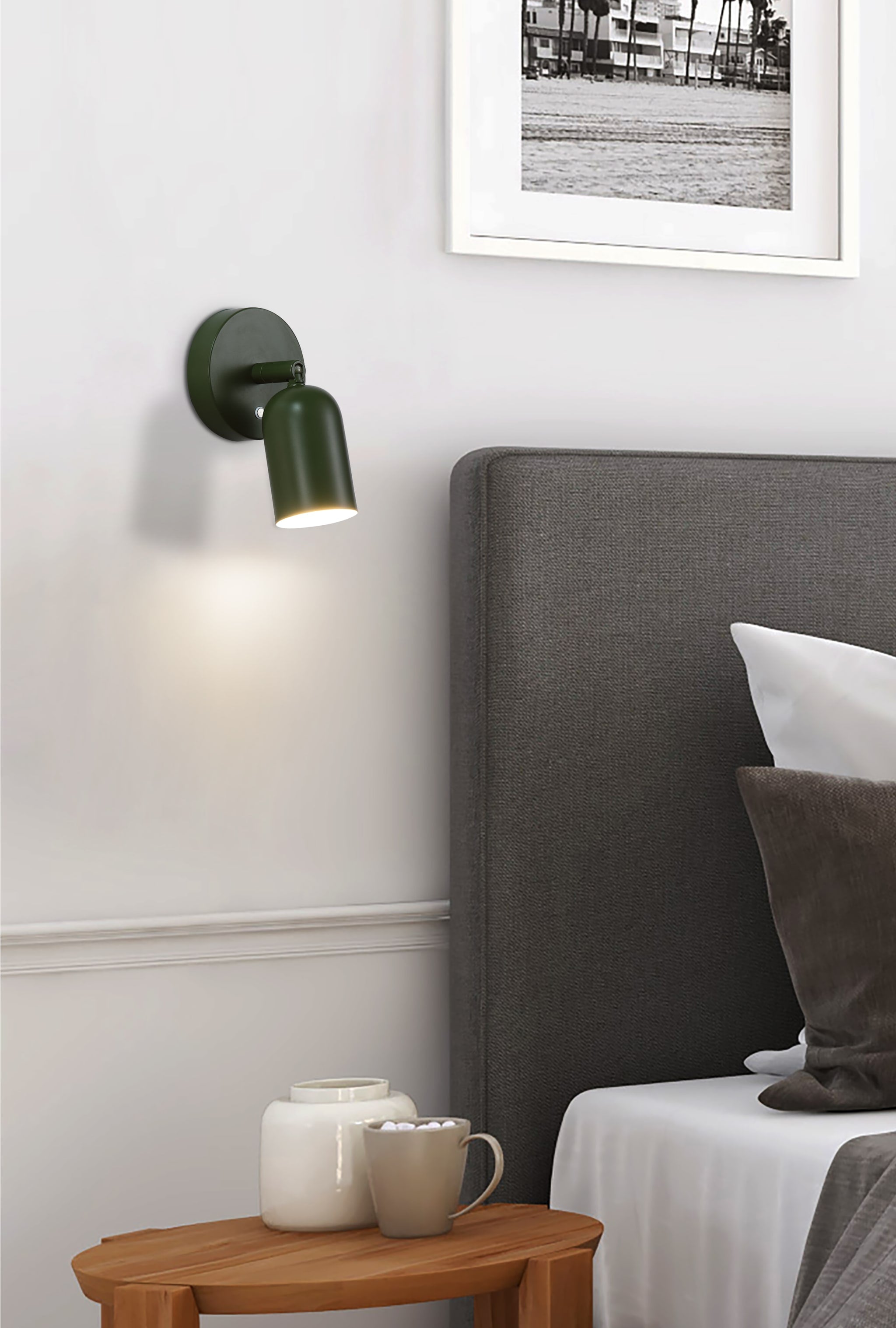 Cone Rechargeable Wall Light, Green Metal