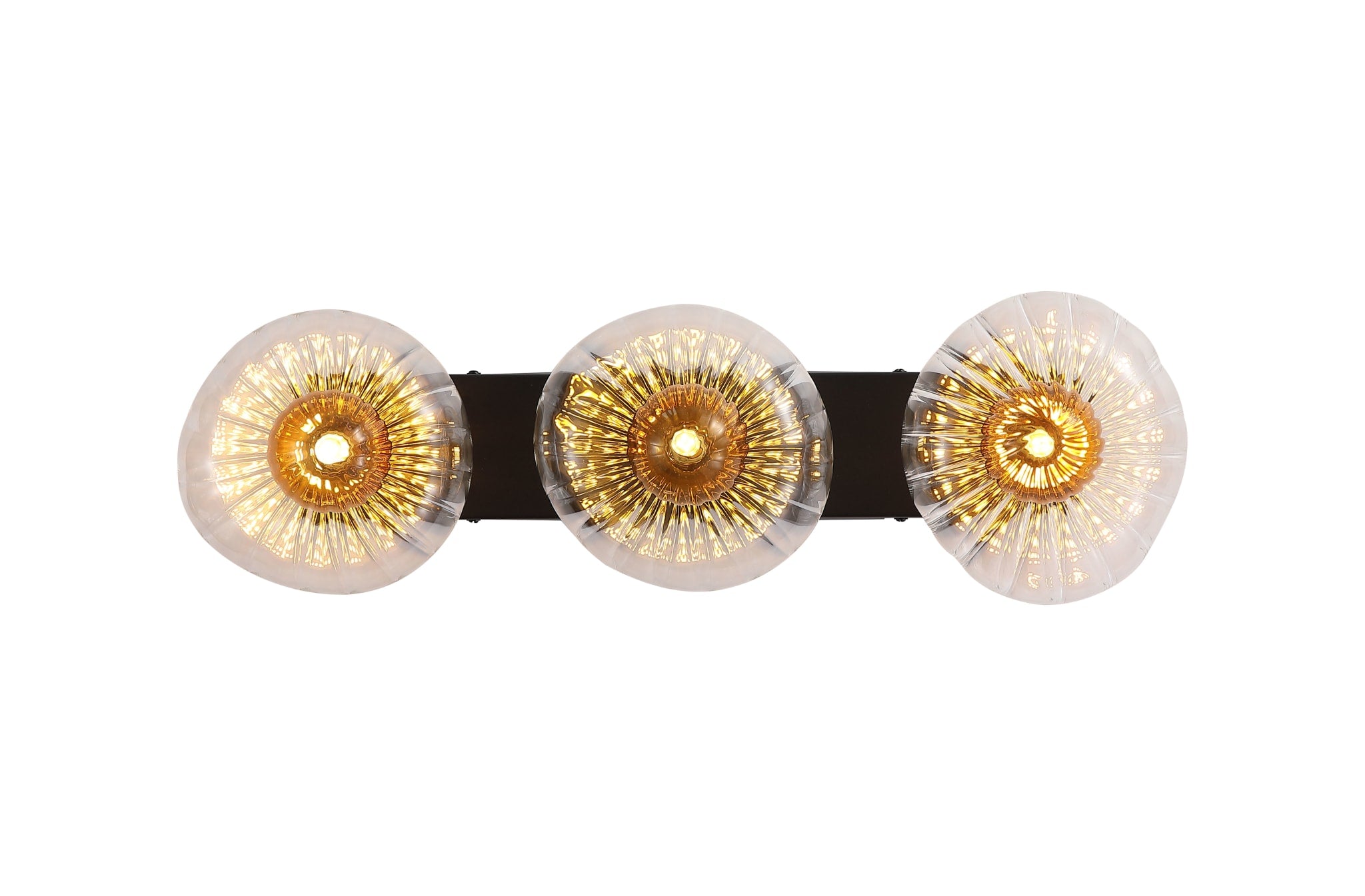 Sunbeam 3lt Wall Light, Clear and Amber Ribbed Glass
