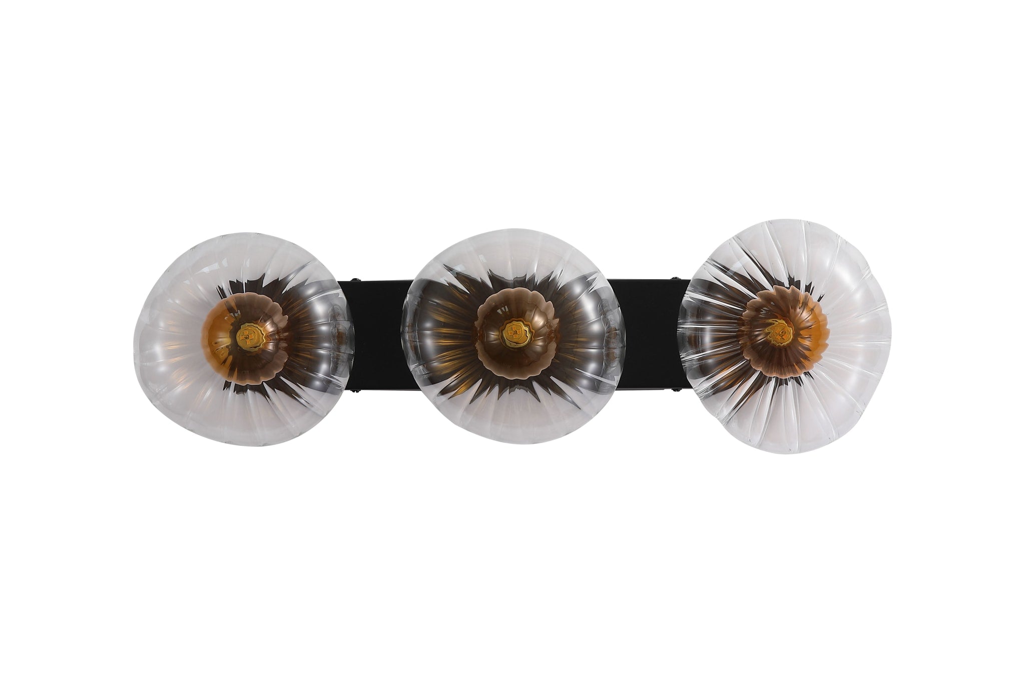 Sunbeam 3lt Wall Light, Clear and Amber Ribbed Glass