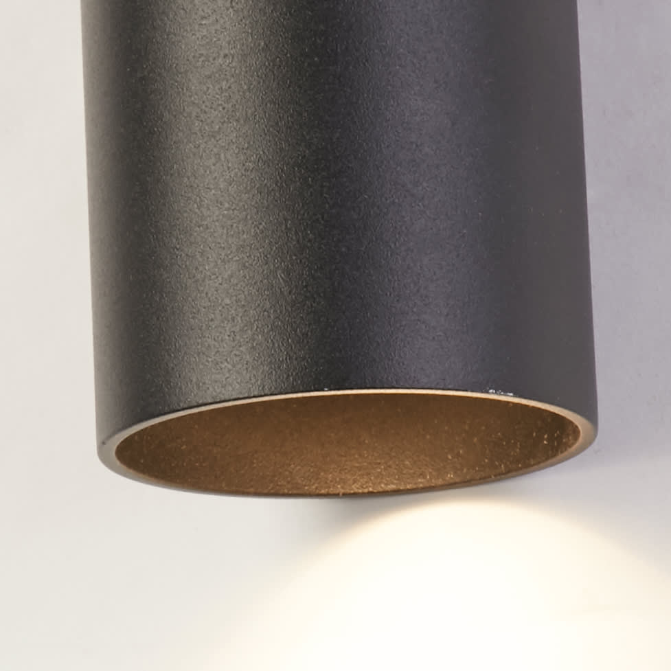 Cyls Cylinder Up&Down Wall Light, GU10, Black