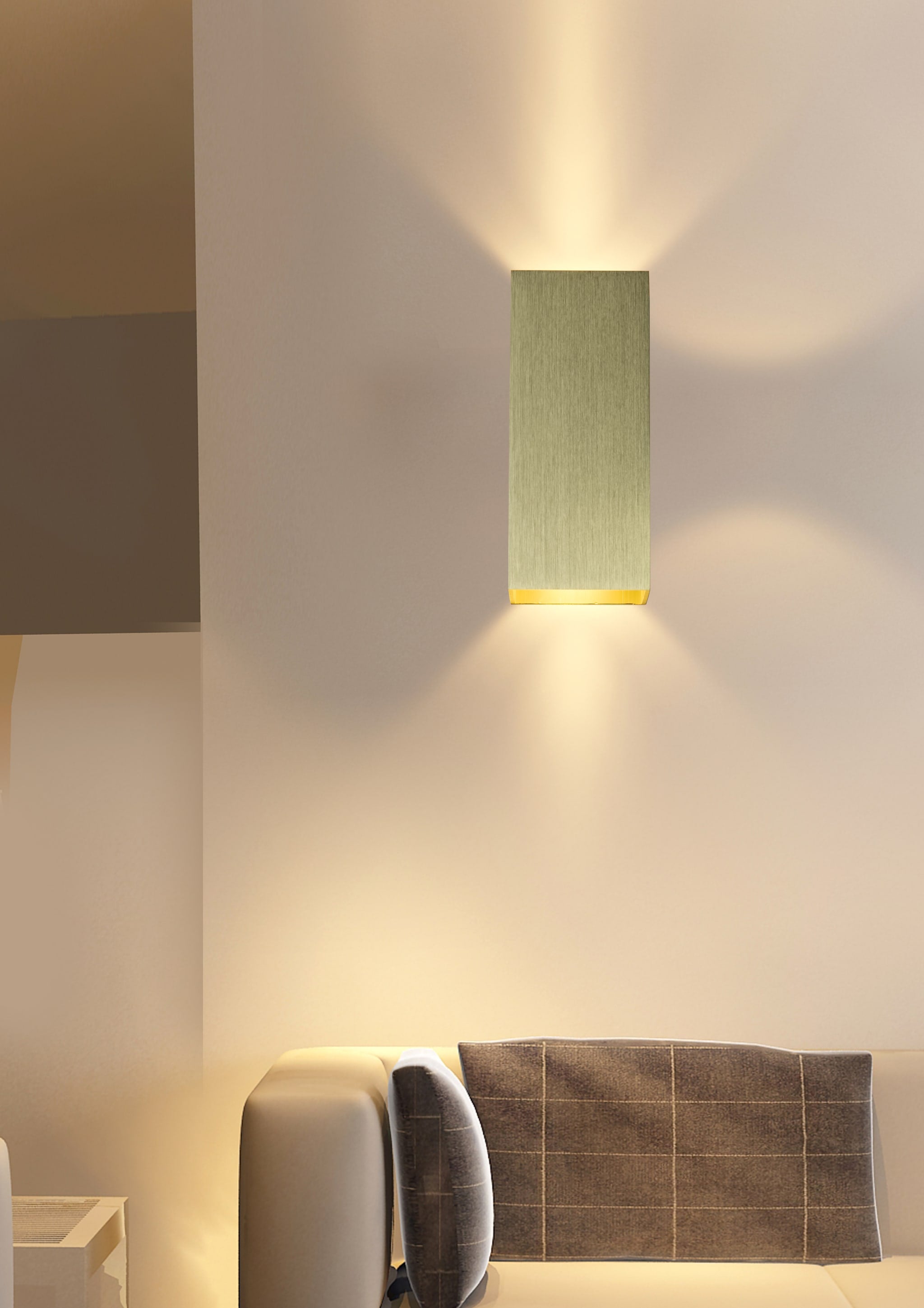 Don Square Up&Down Wall Light, GU10, Gold