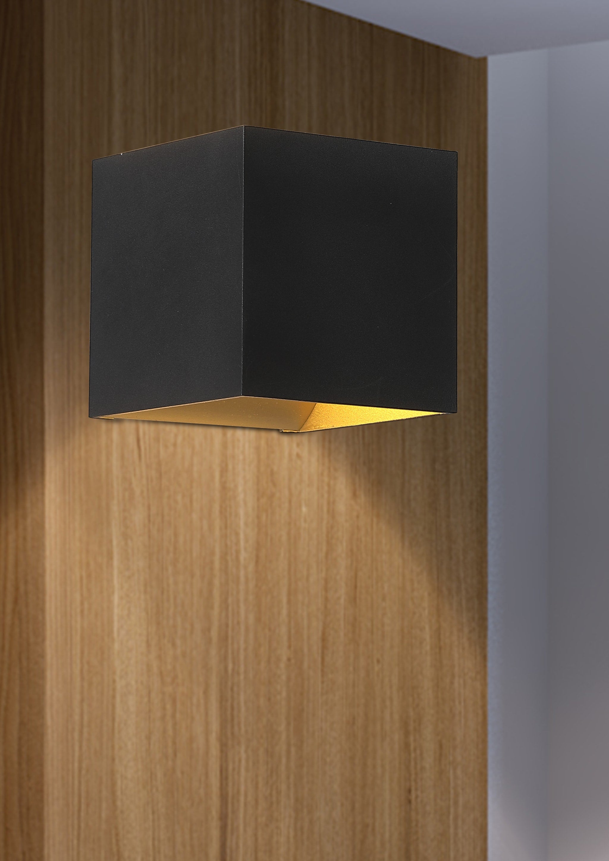 Newton Square Up&Down Wall Light, G9, Black/Gold