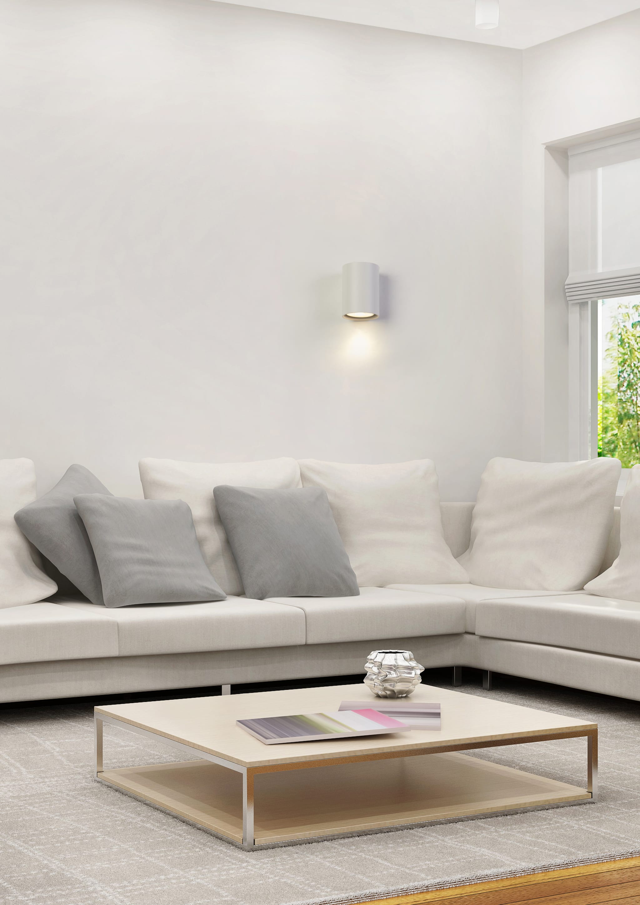 Cyls Cylinder Down Wall Light, GU10, White