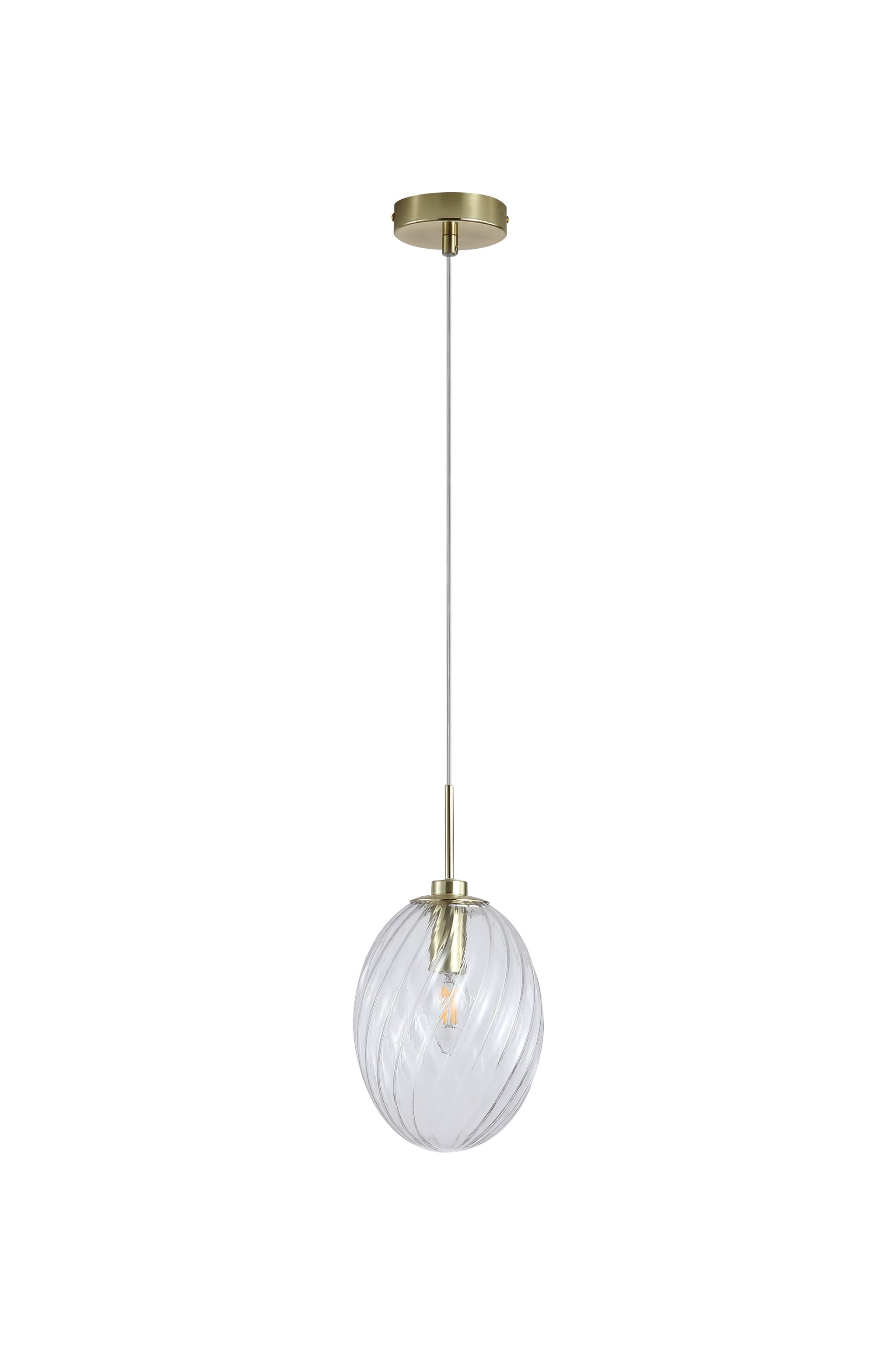 Whirl 1Lt Pendant, Satin Brass Metal with Clear Glass