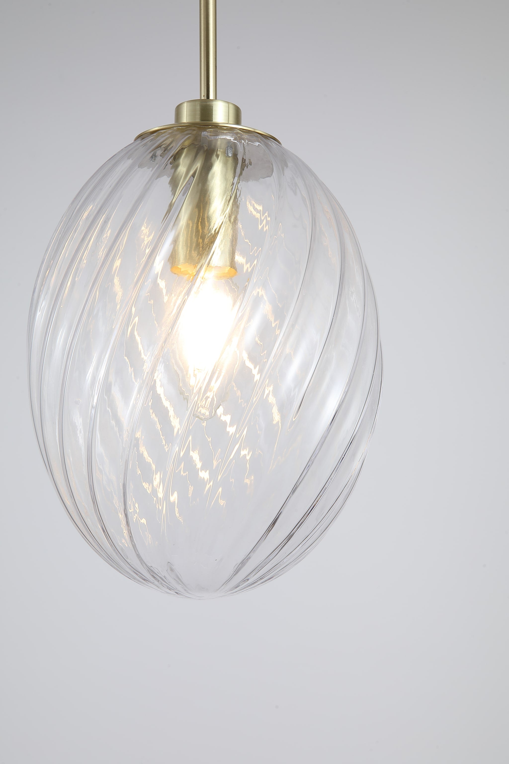 Whirl 1Lt Pendant, Satin Brass Metal with Clear Glass