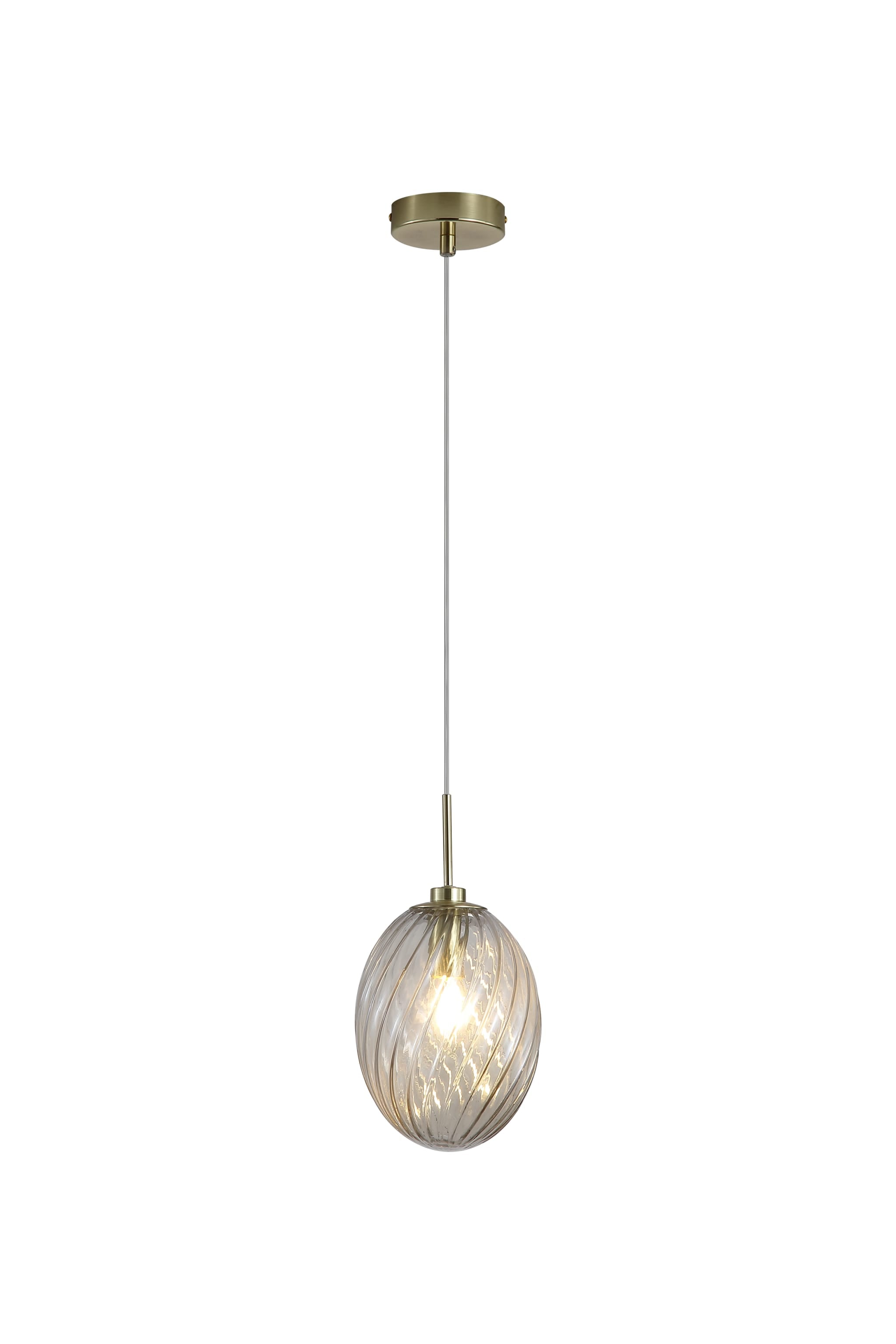 Whirl 1Lt Pendant, Satin Brass Metal with Champagne Glass