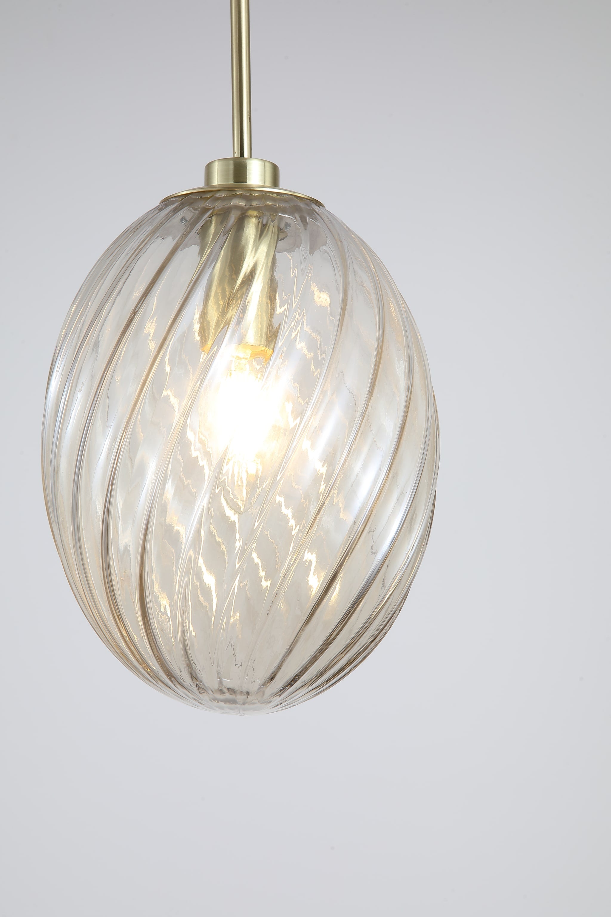 Whirl 1Lt Pendant, Satin Brass Metal with Champagne Glass