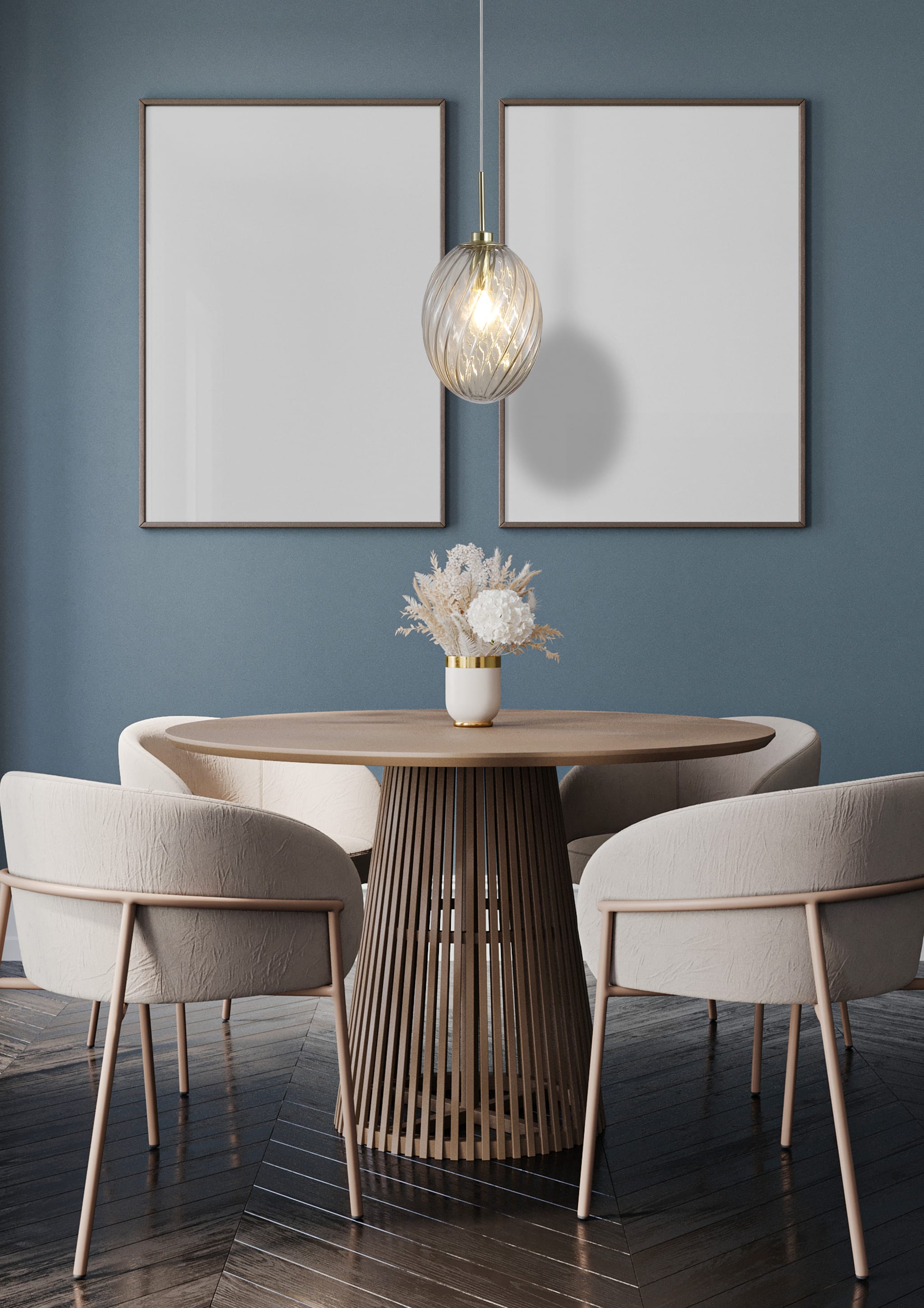 Whirl 1Lt Pendant, Satin Brass Metal with Champagne Glass