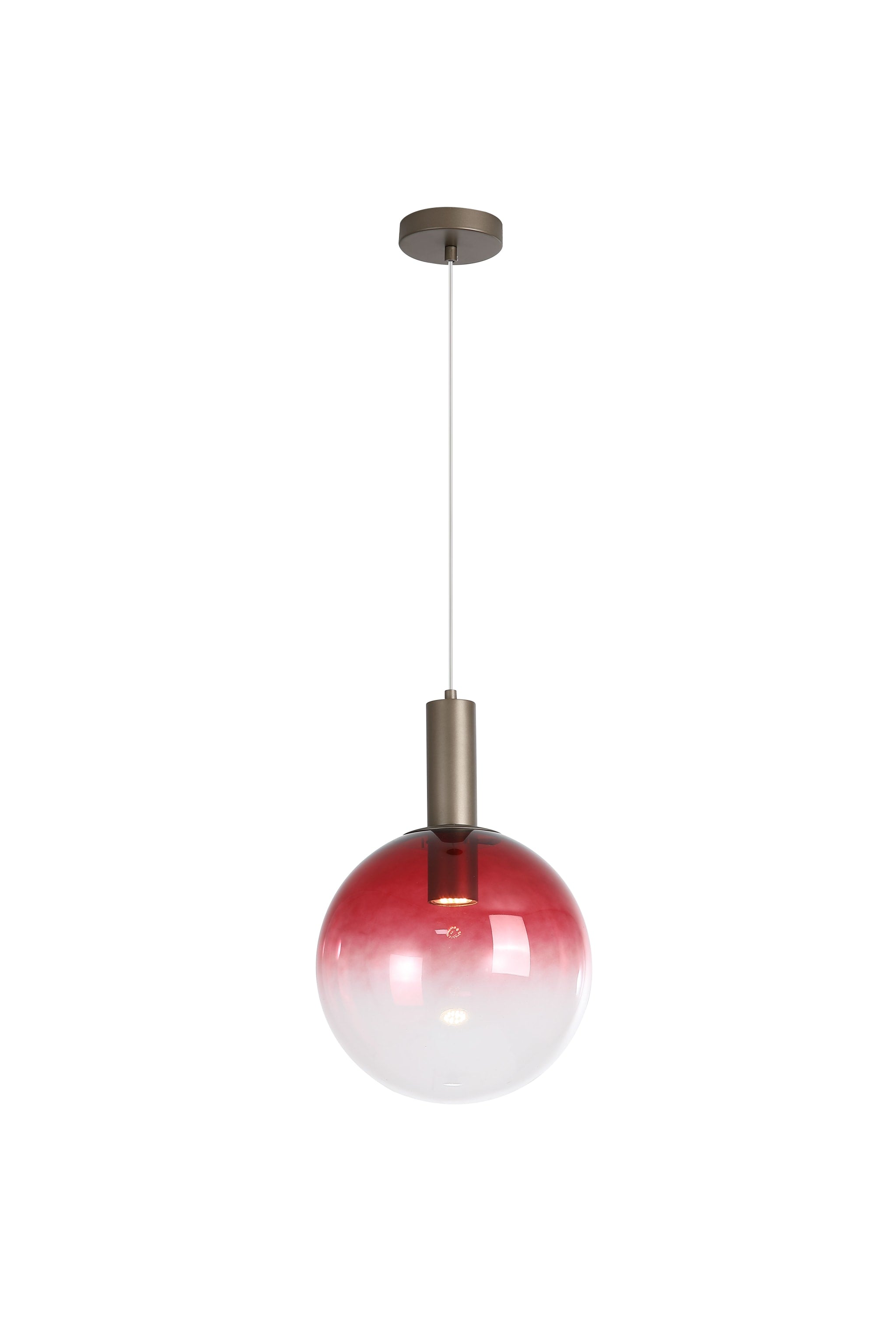 Ombre 1lt Pendant, Red Ombre Glass with Latte Metal