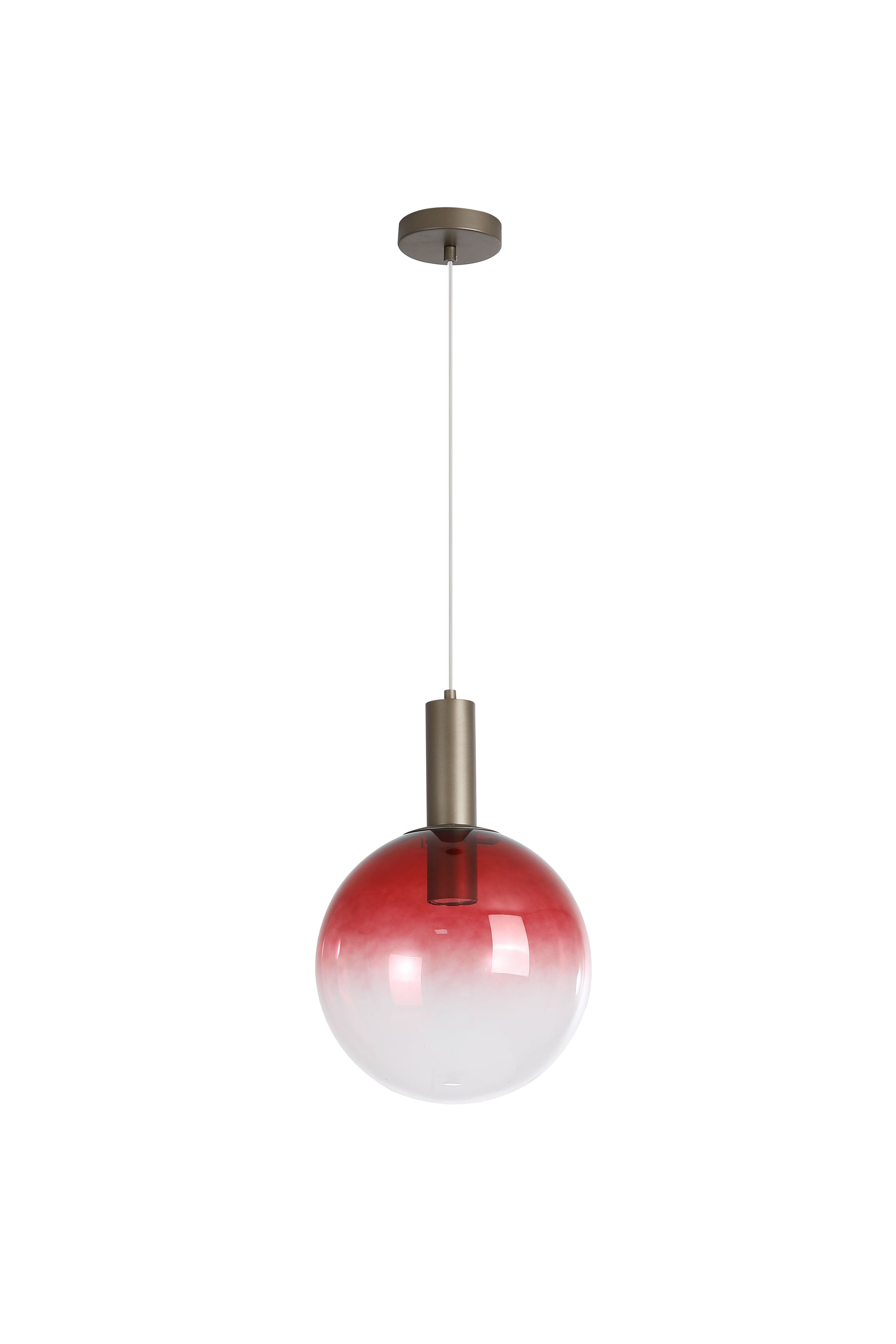 Ombre 1lt Pendant, Red Ombre Glass with Latte Metal