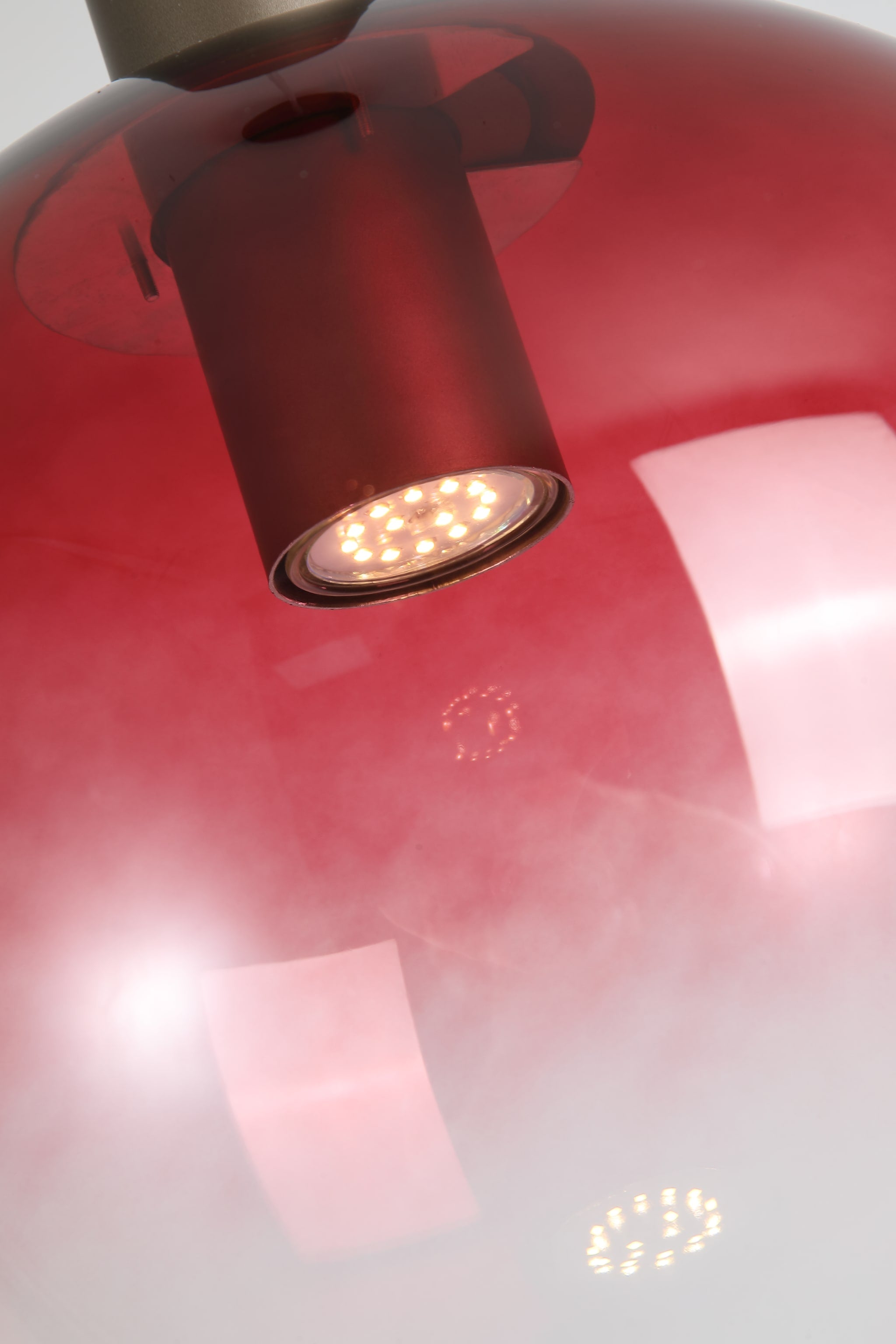 Ombre 1lt Pendant, Red Ombre Glass with Latte Metal
