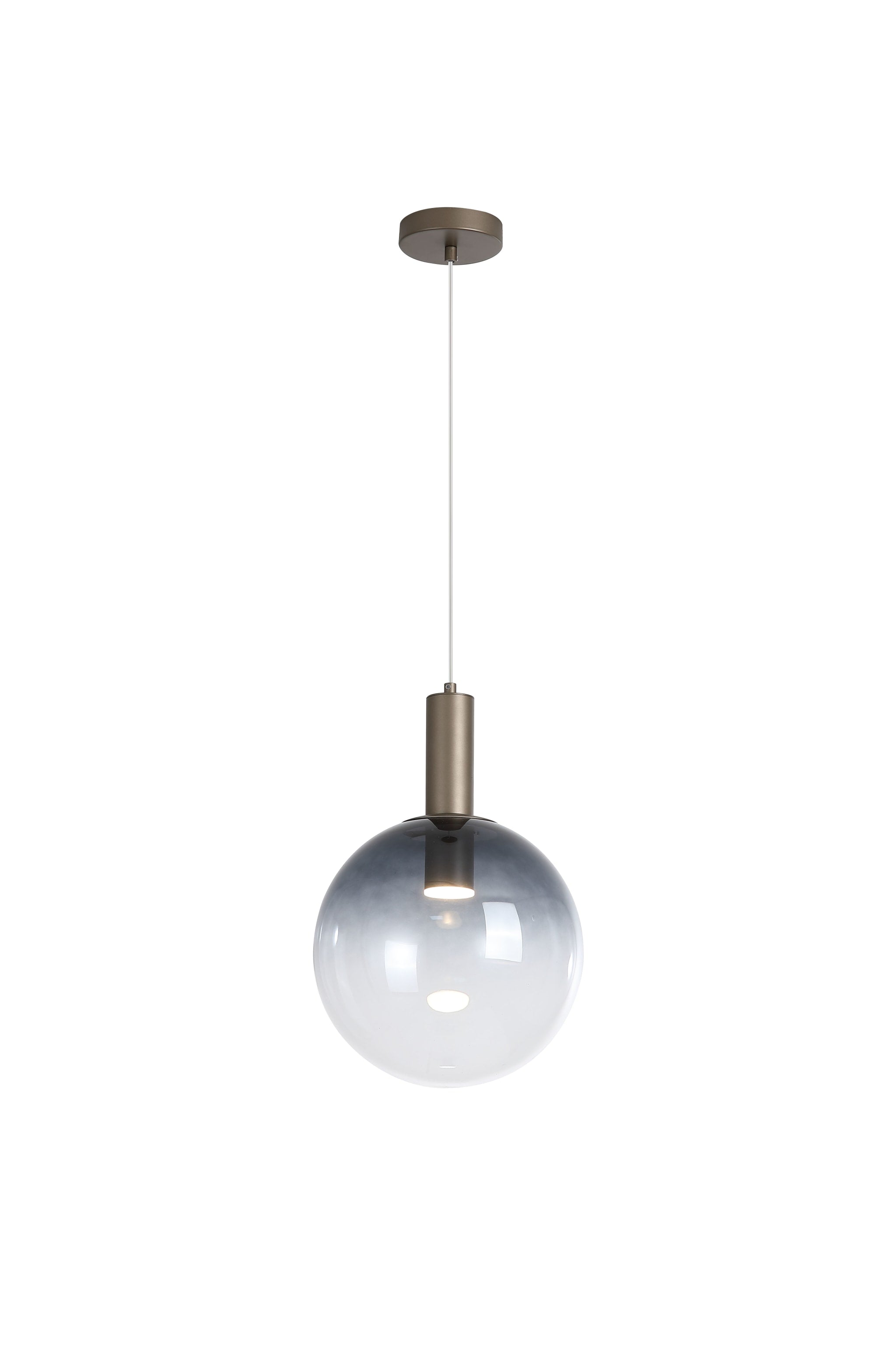 Ombre 1lt Pendant, Smoked Ombre Glass with Latte Metal