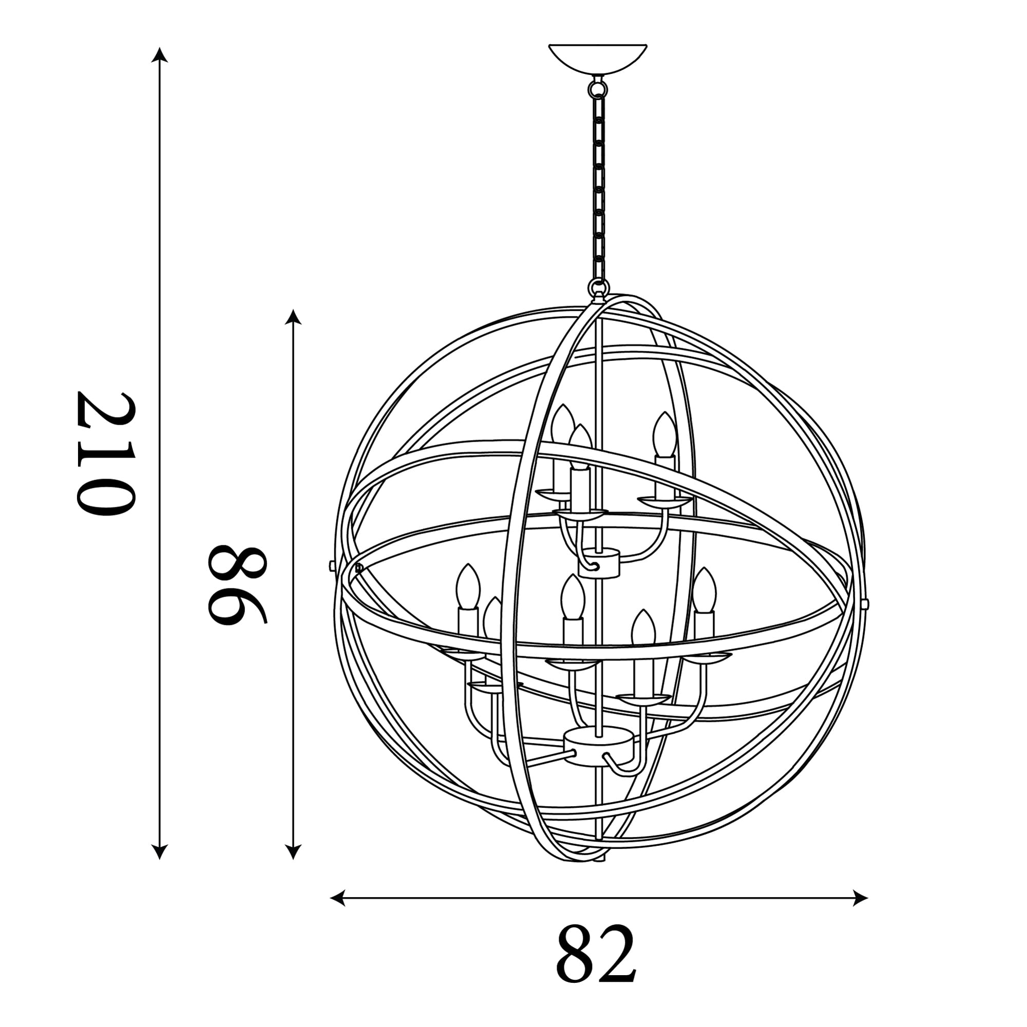 Orbit 8Lt Pendant, Matt Black  Metal