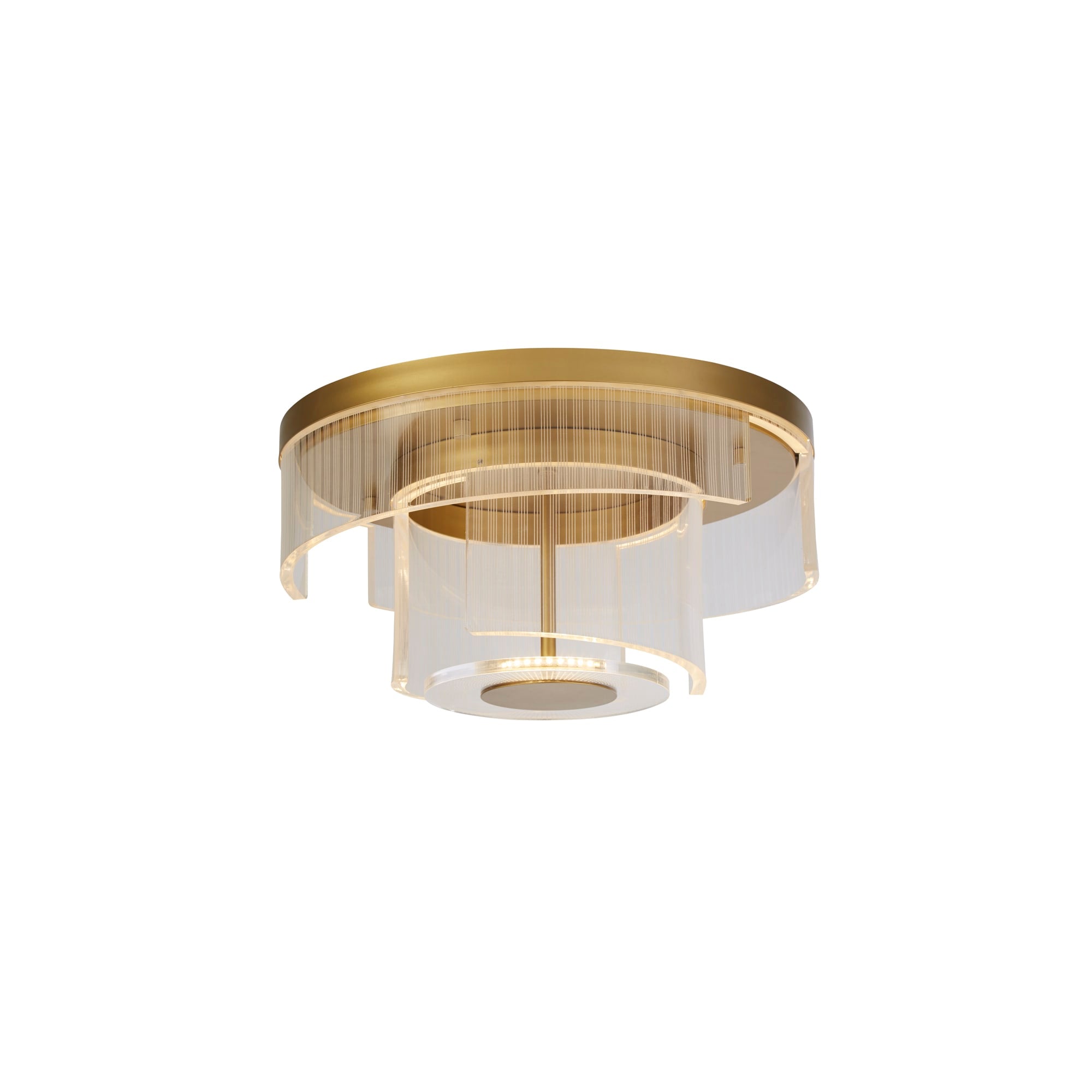 Deco LED Flush, Gold Metal and Clear Acrylic