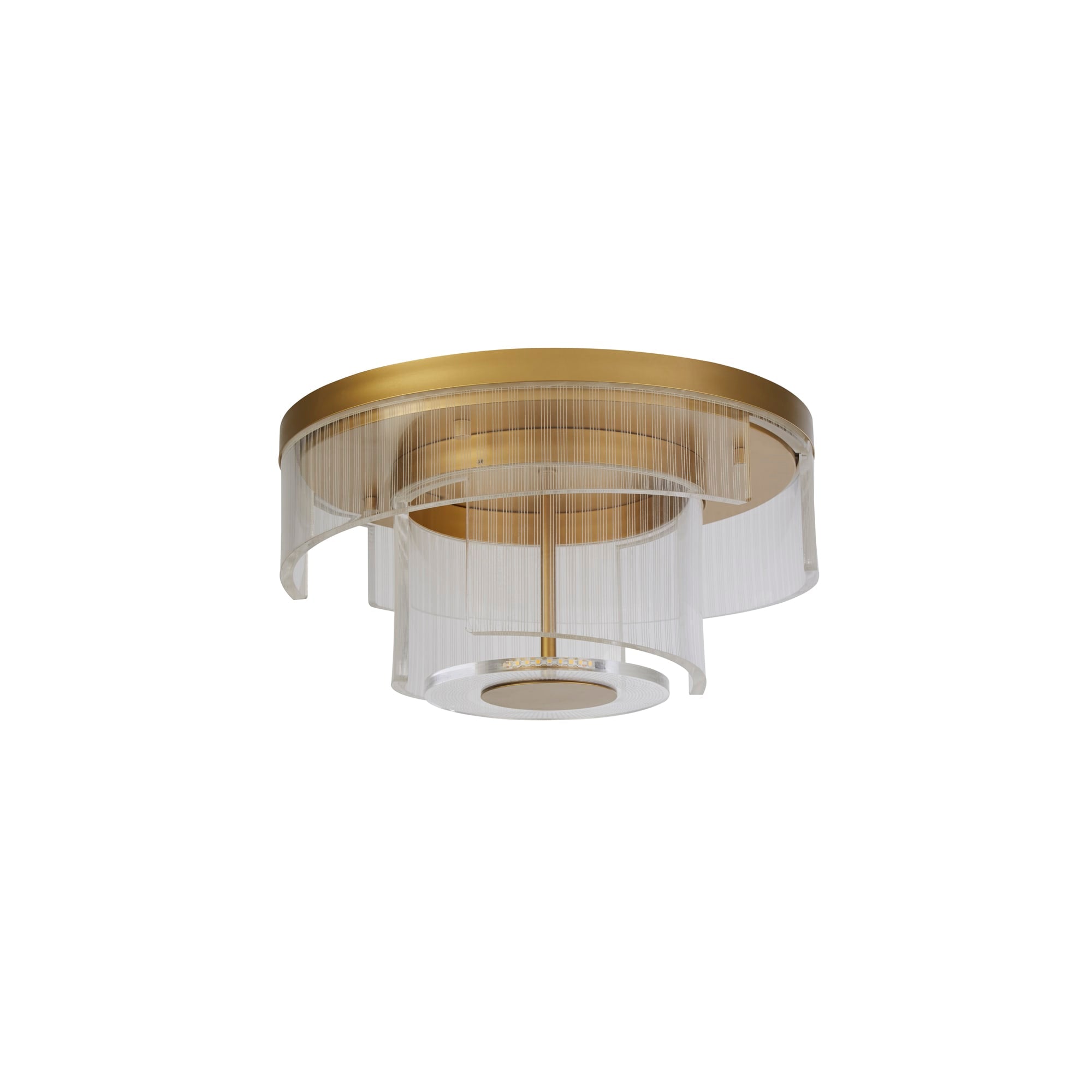 Deco LED Flush, Gold Metal and Clear Acrylic
