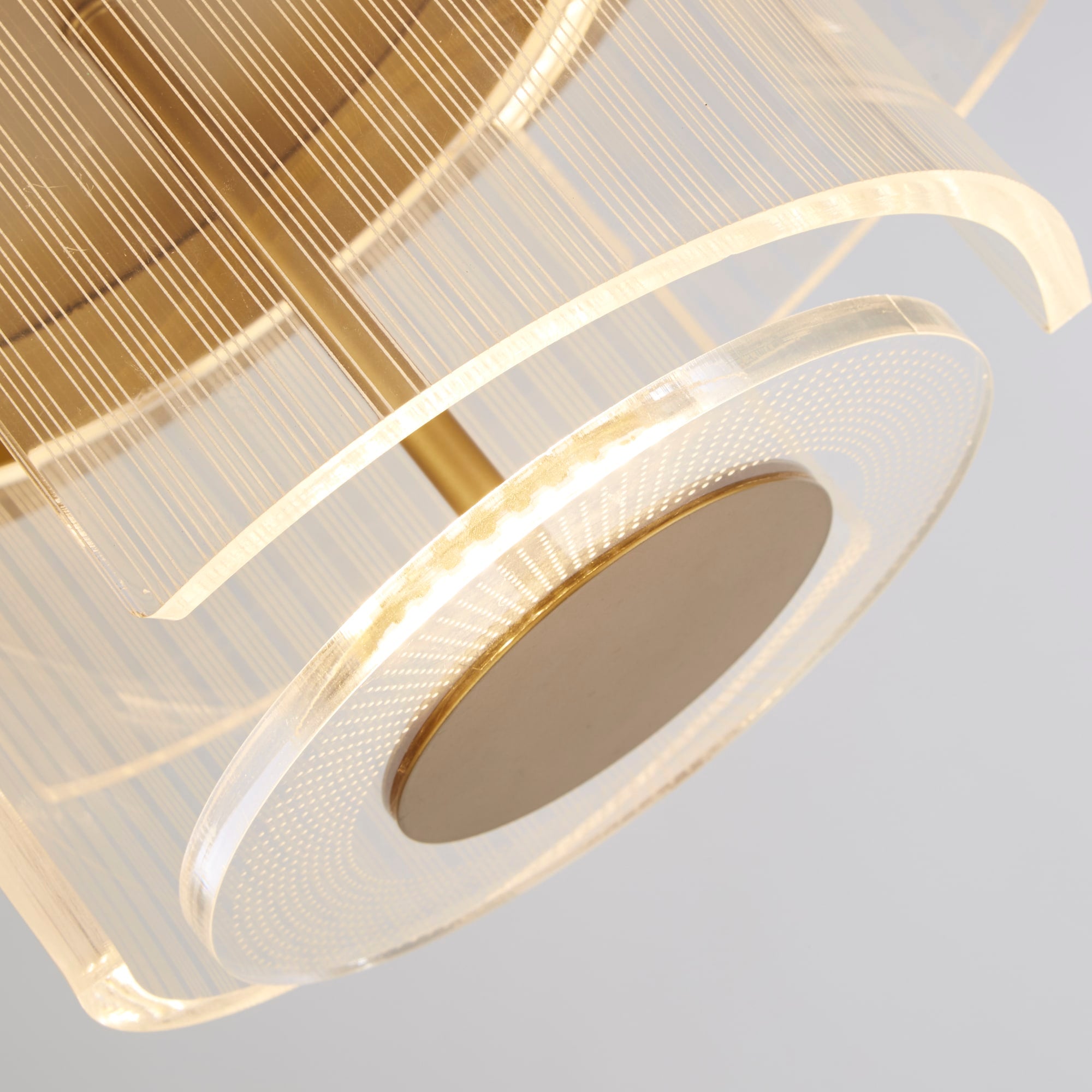 Deco LED Flush, Gold Metal and Clear Acrylic