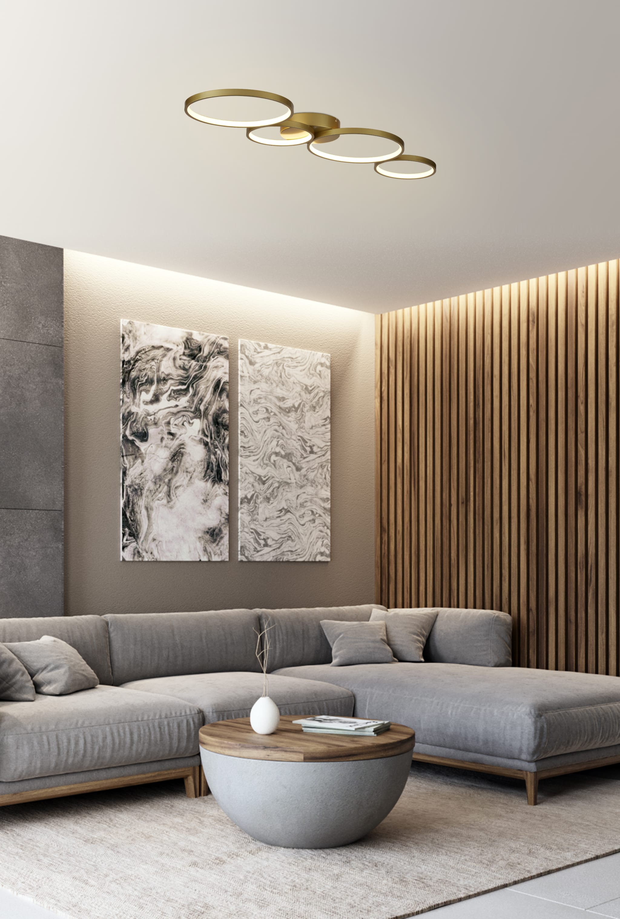 Cirque LED 4Lt Flush, Gold Metal