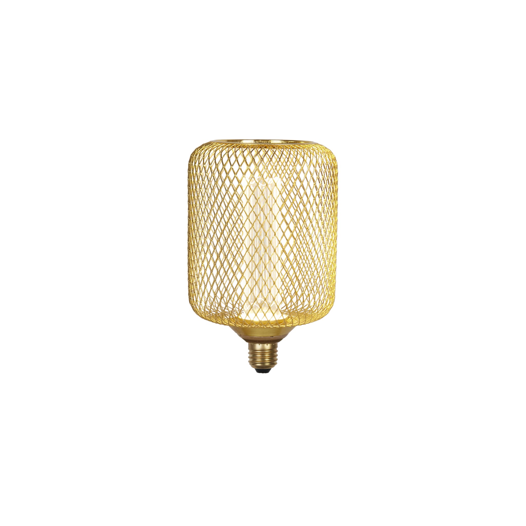 Wire Mesh Effect Drum Lamp - Gold Metal
