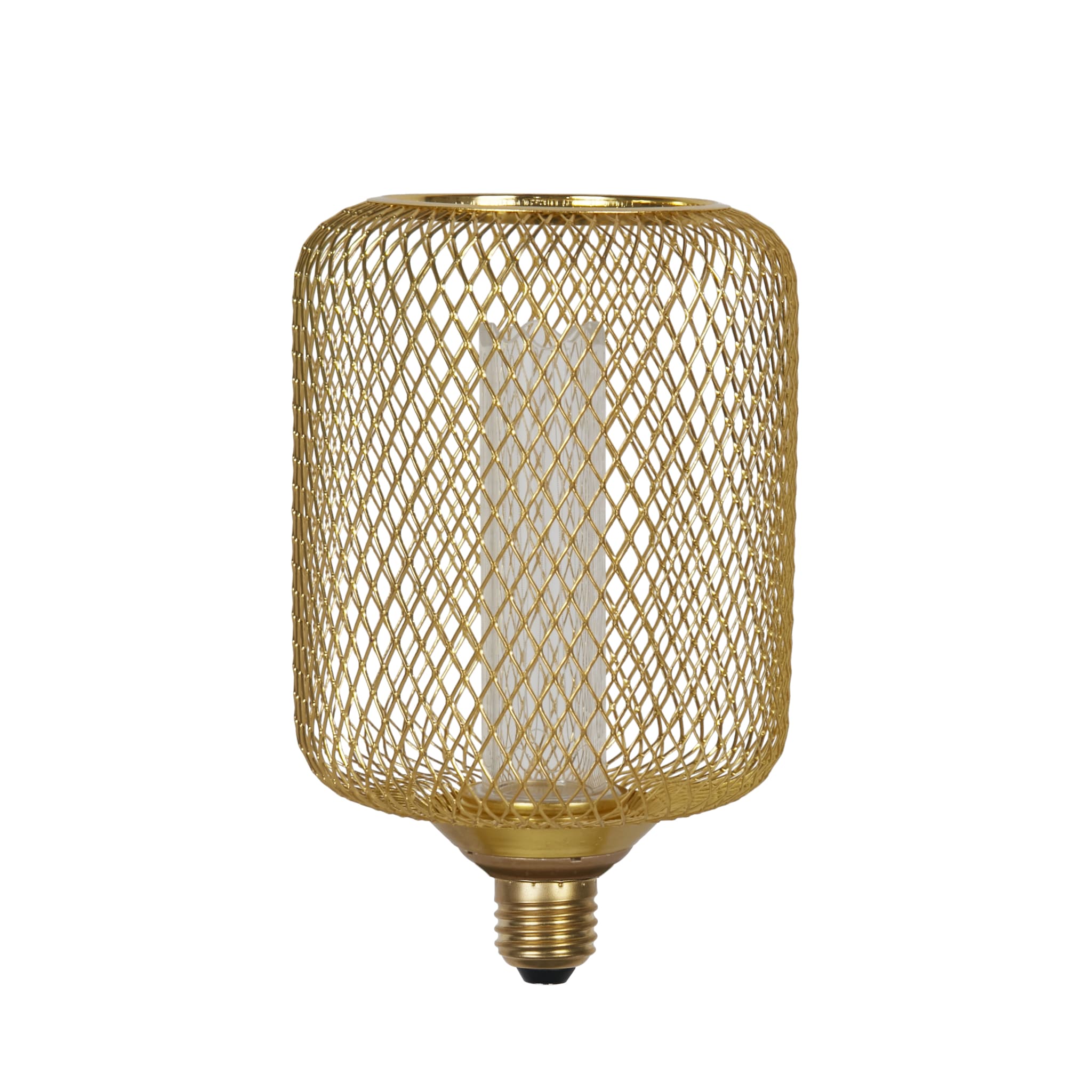 Wire Mesh Effect Drum Lamp - Gold Metal