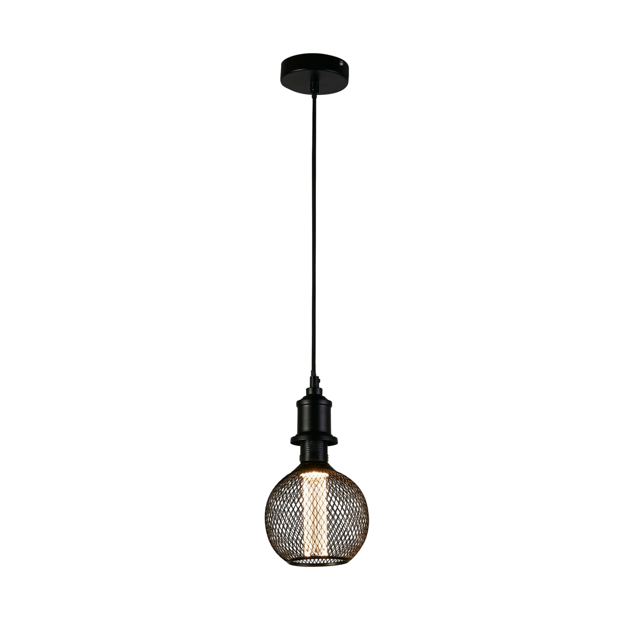 Wire Mesh Effect Globe Lamp - Black Metal