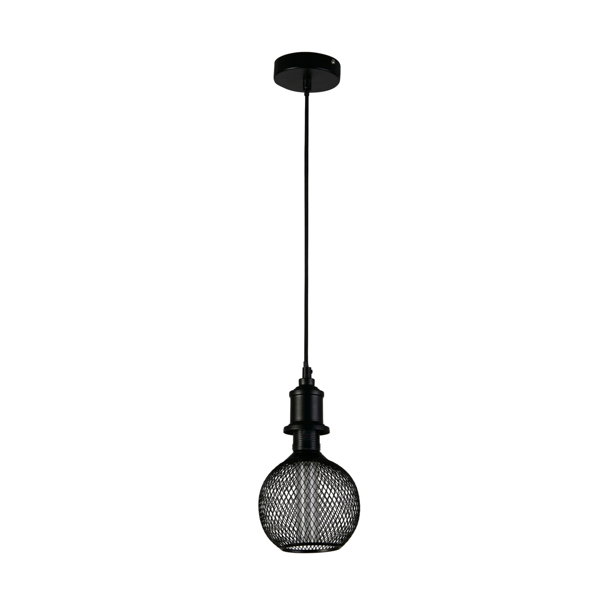 Wire Mesh Effect Globe Lamp - Black Metal
