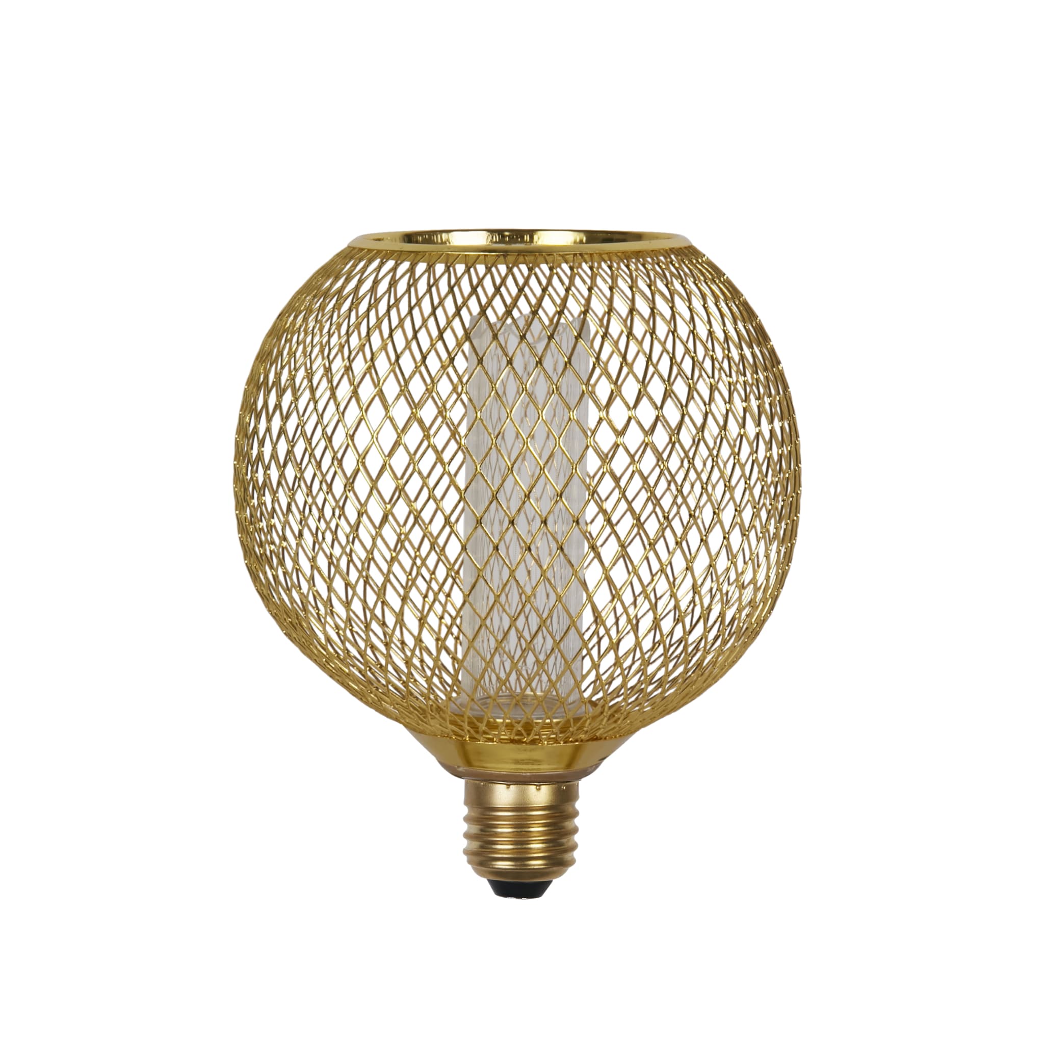 Wire Mesh Effect Globe Lamp - Gold Metal