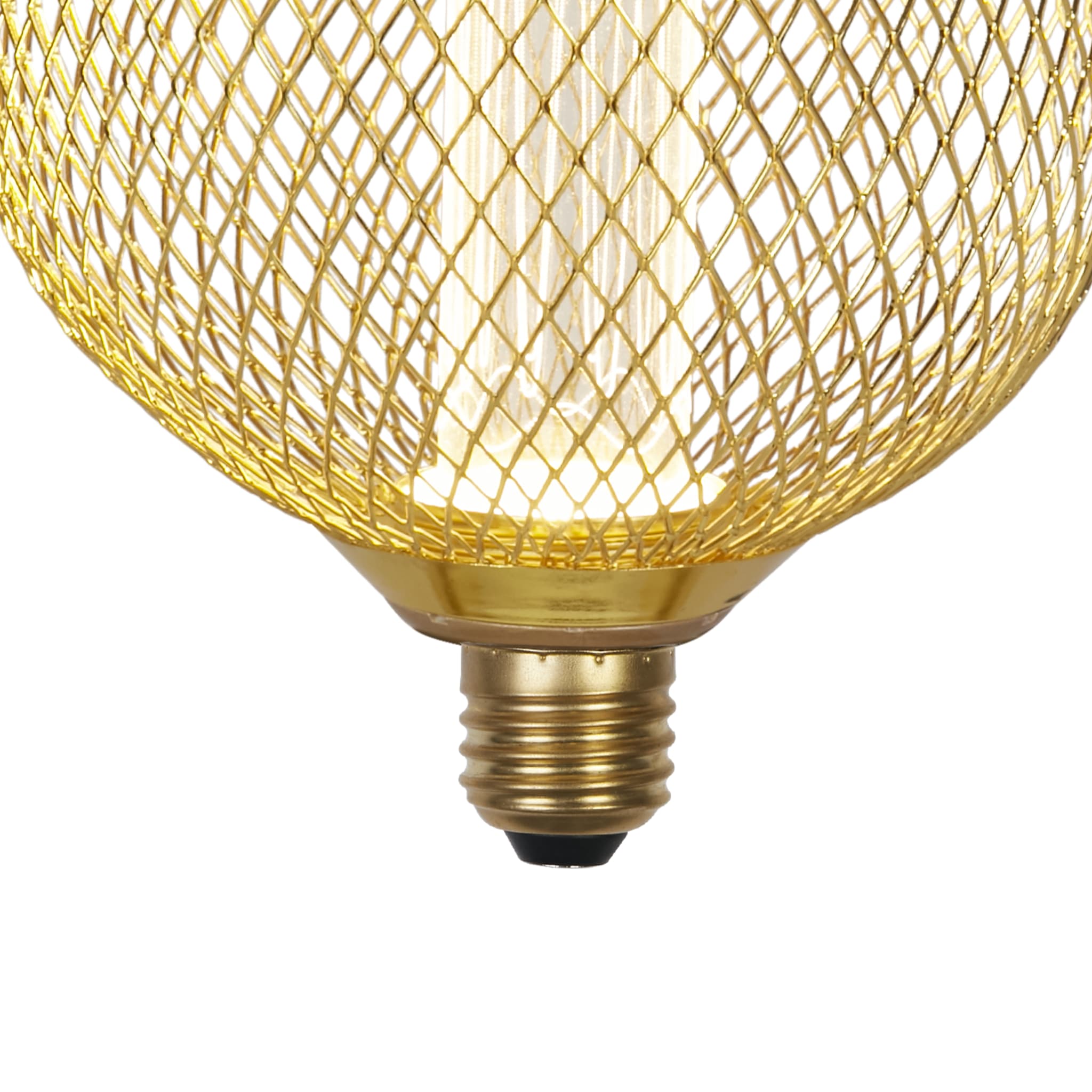 Wire Mesh Effect Globe Lamp - Gold Metal