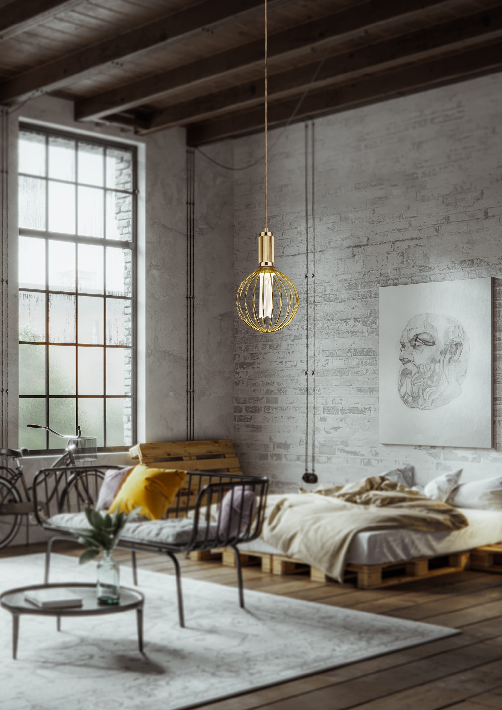 Globe Lamp - Gold Metal