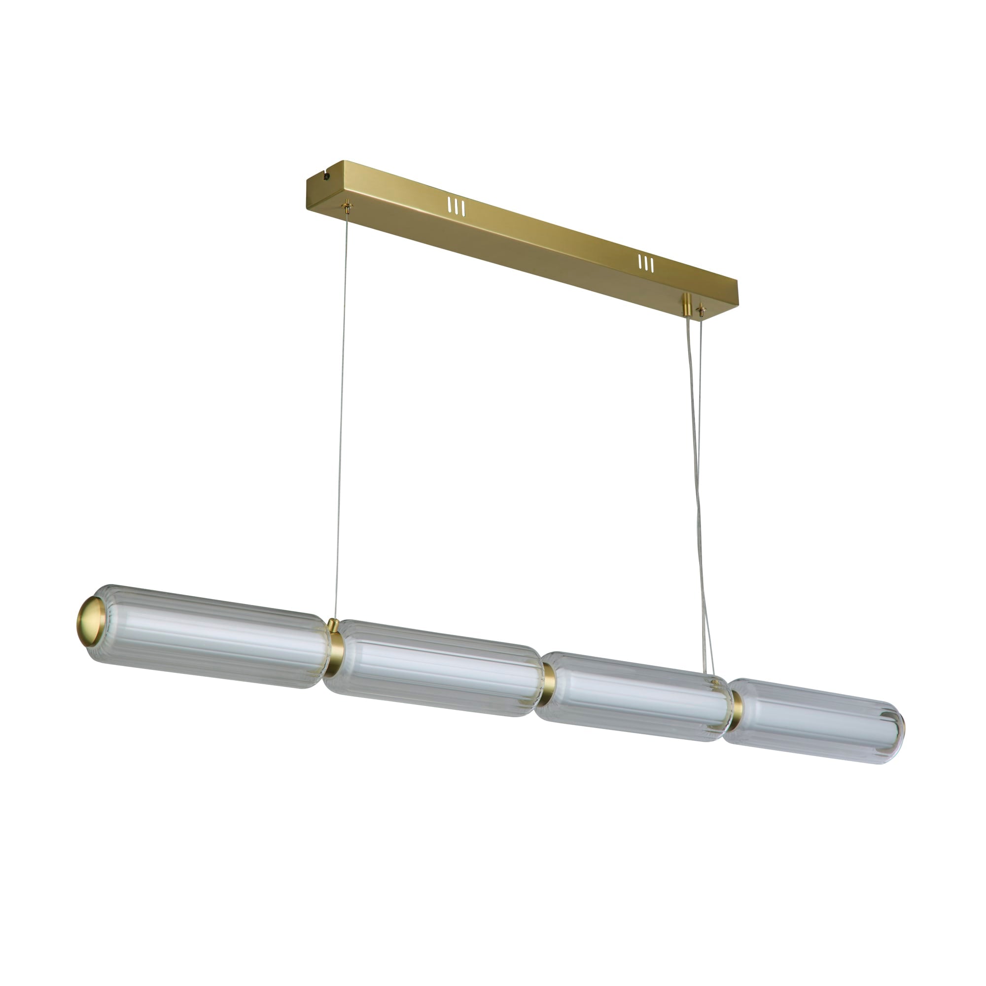 Mod LED Pendant, Satin Brass Metal, Opal Acrylic & Clear Gla