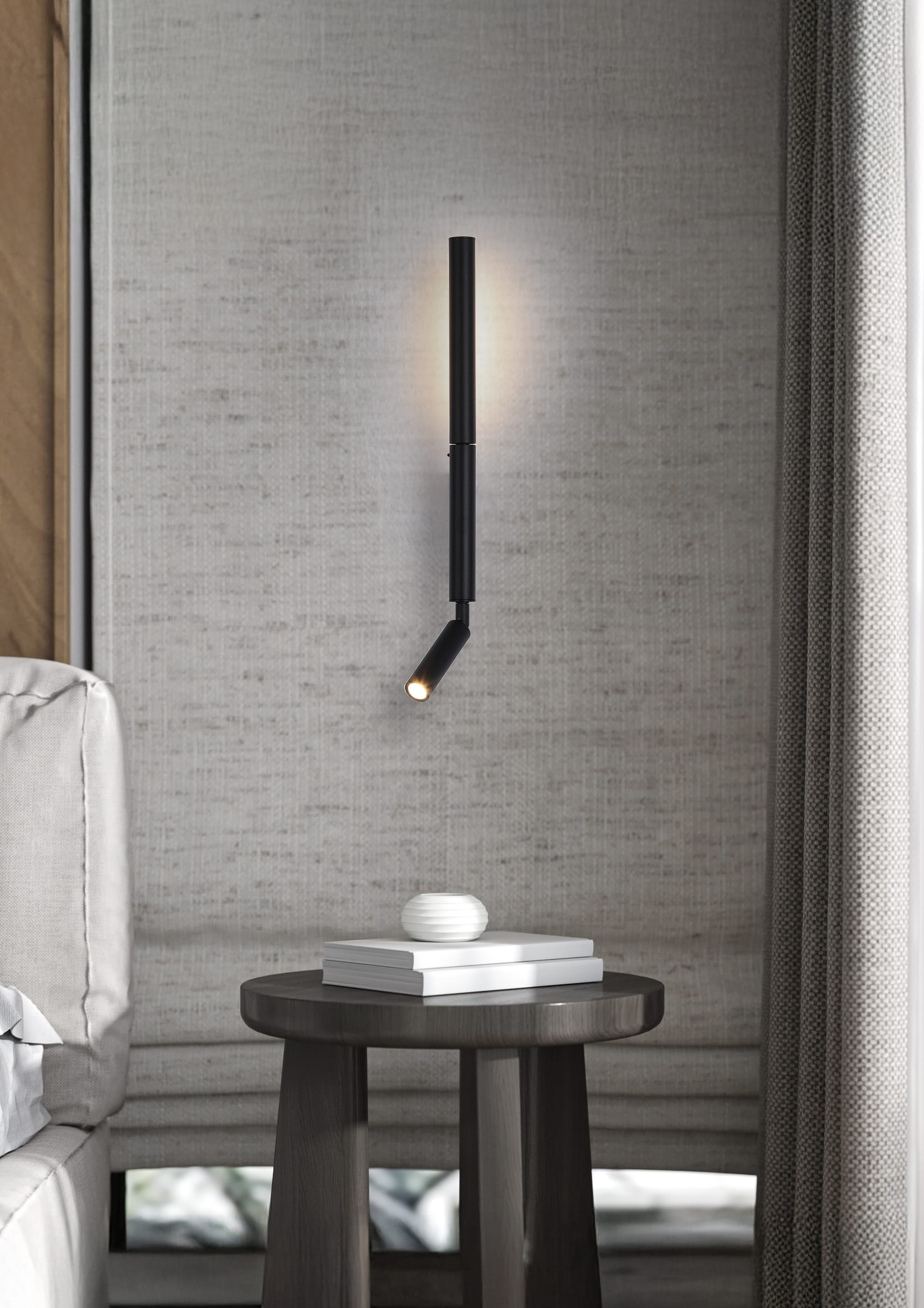 Architect LED Wall Light with Reading Arm, Black Metal