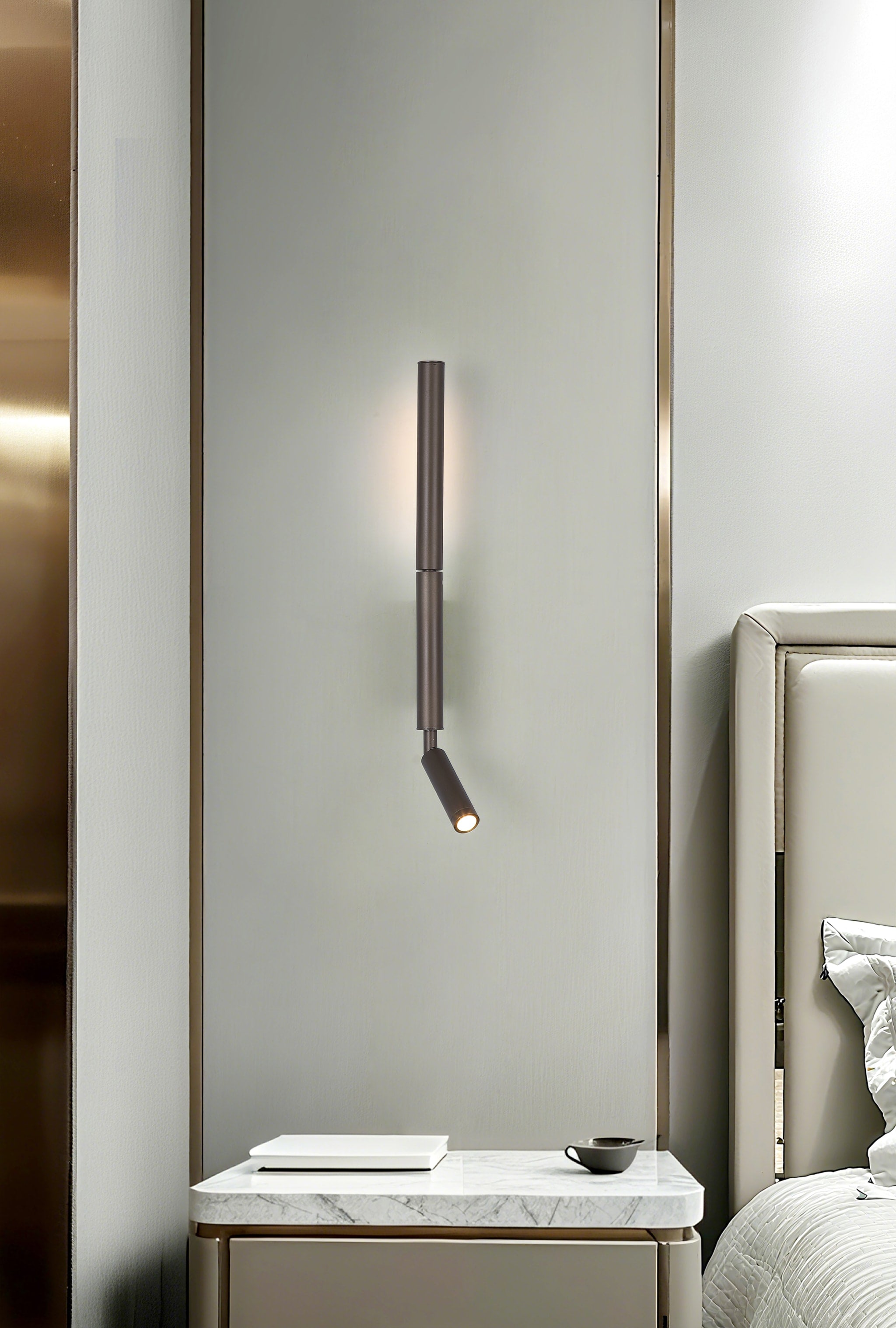 Architect LED Wall Light with Reading Arm, Latte Metal