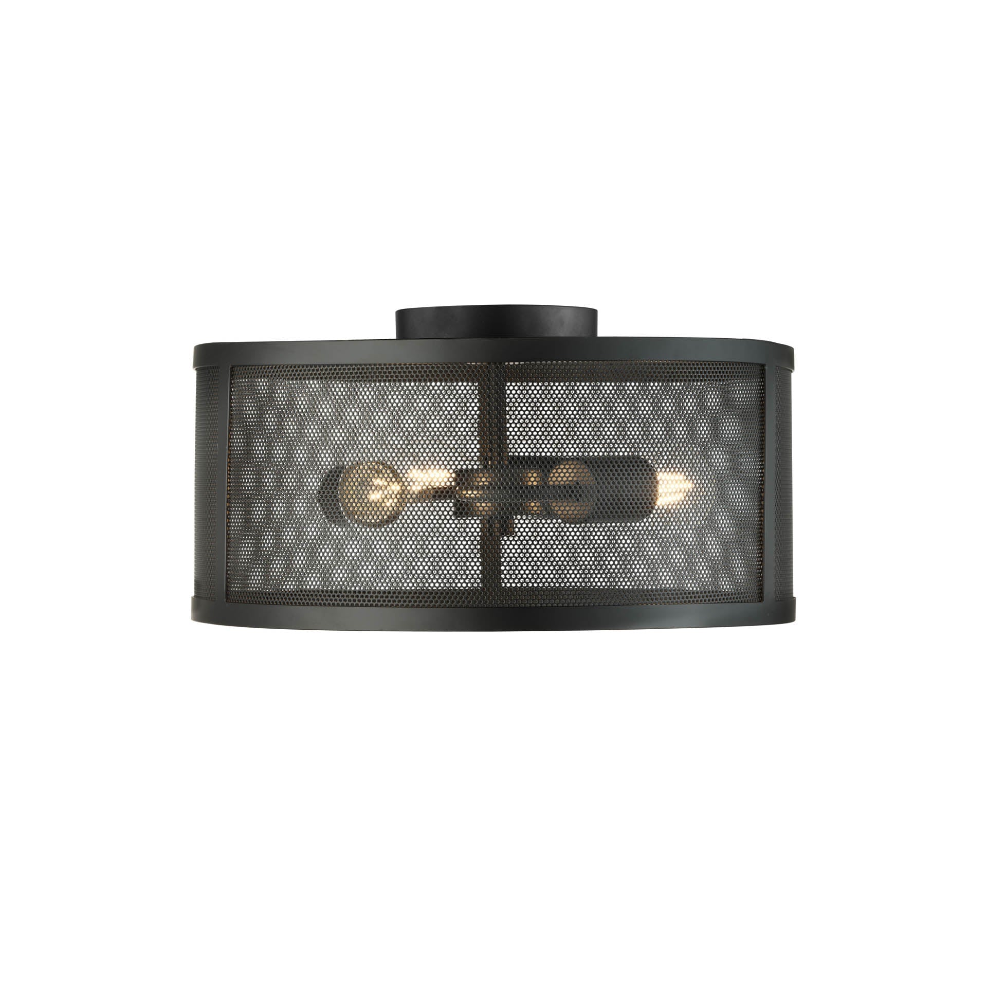 Fishnet 3Lt Flush - Matt Black Metal & Mesh Shade