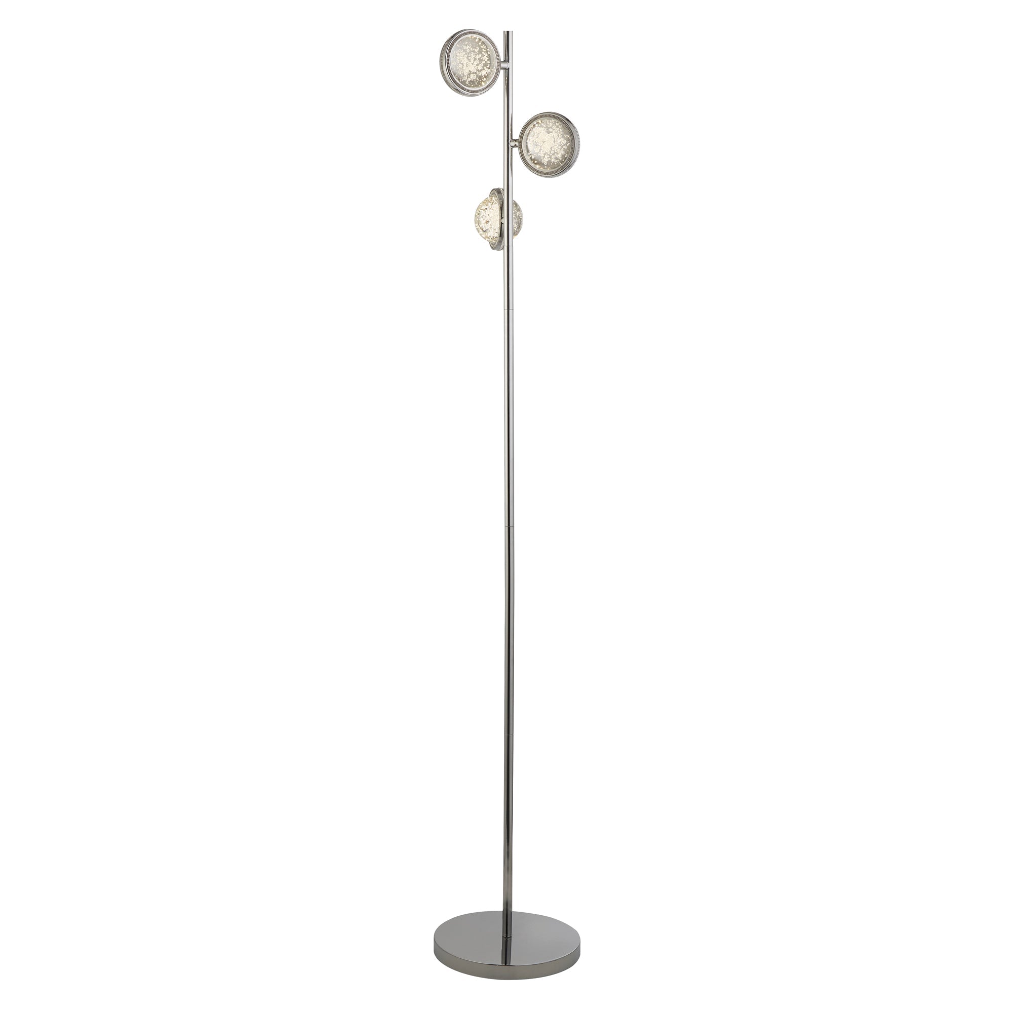 Quartz  Floor Lamp - Chrome & Bubble Glass