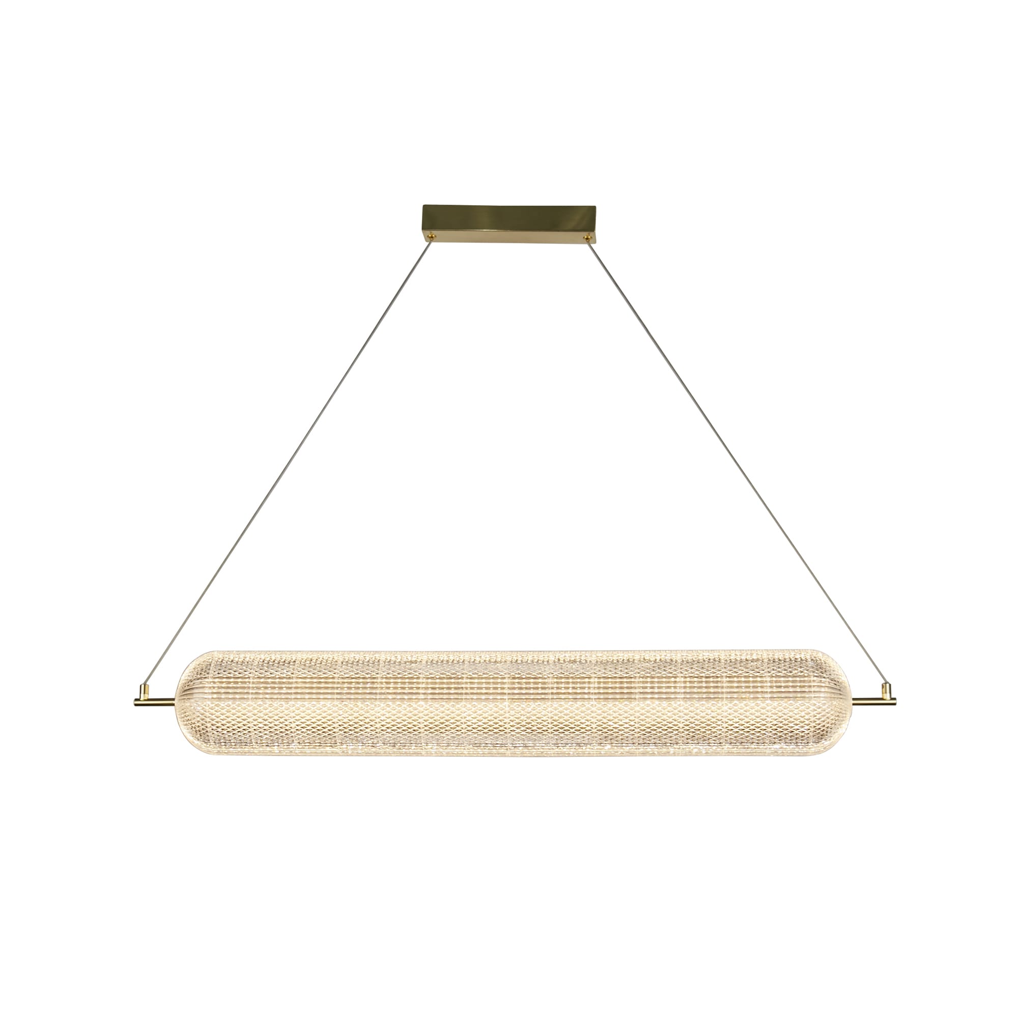 Capsule LED Convertible Pendant, Satin Brass Metal and Acryl