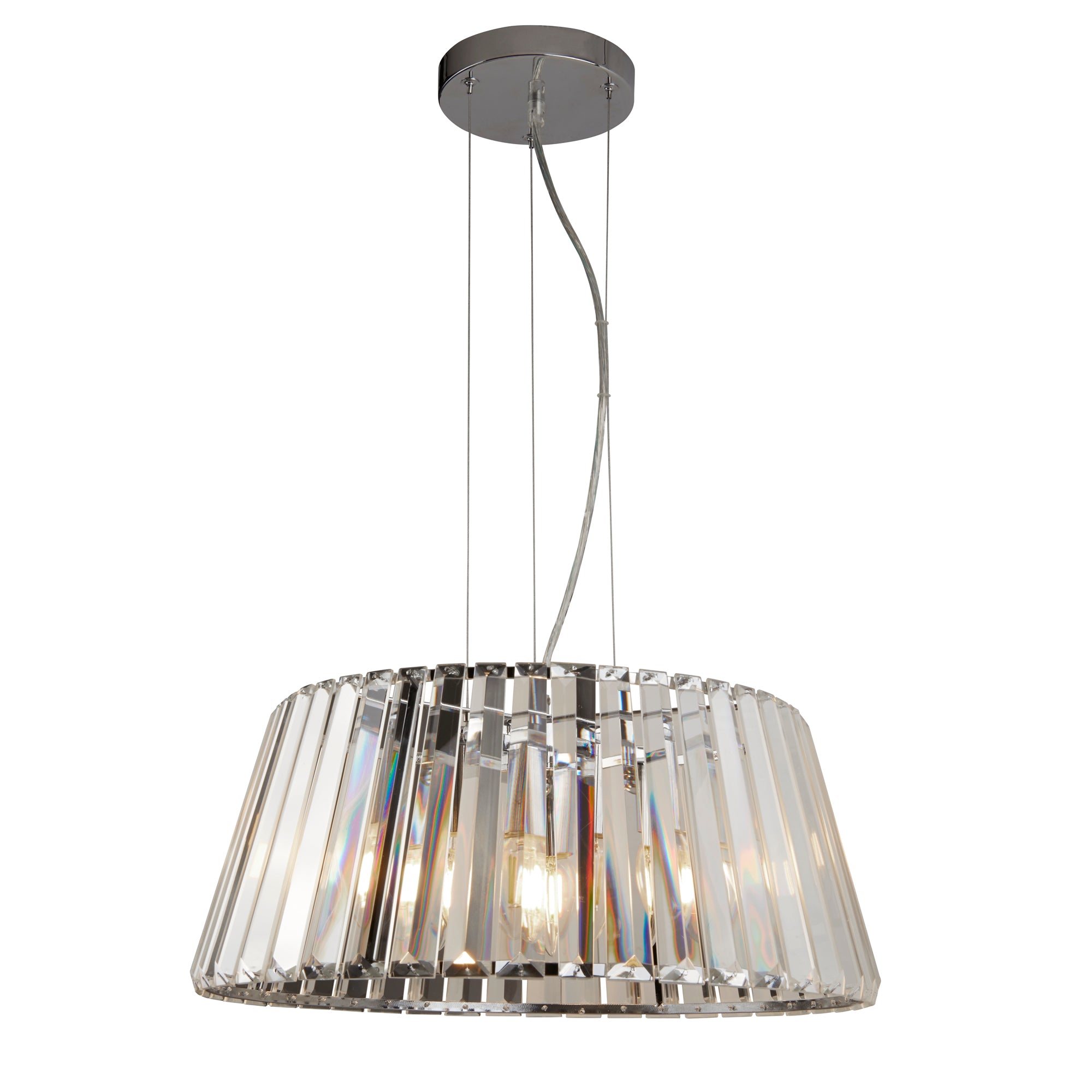 Tiara Pendant to Semi-Flush - Chrome Metal & Glass Chrome Metal and Clear Glass