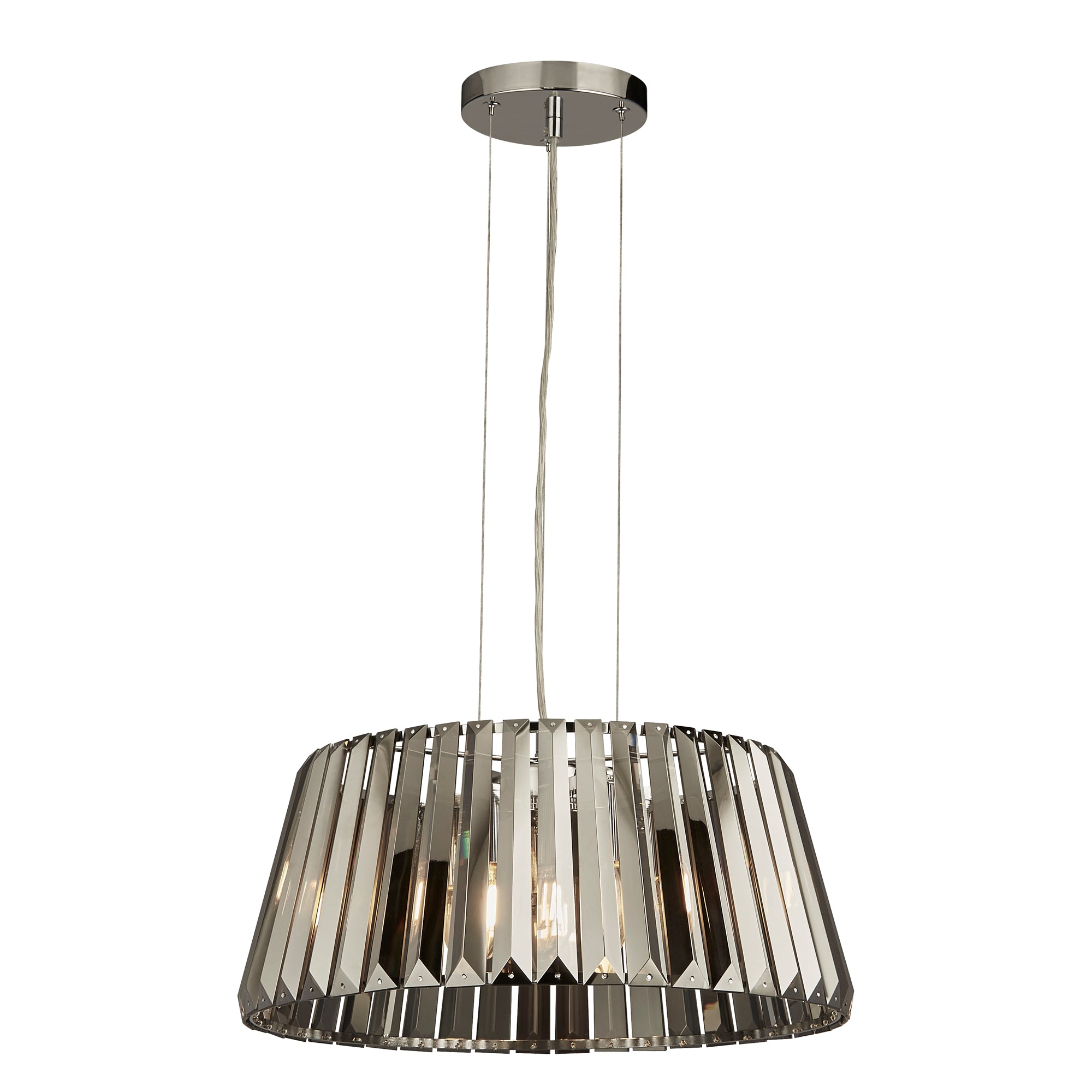 Tiara Pendant to Semi-Flush - Chrome Metal & Glass Chrome Metal and Smoked Glass