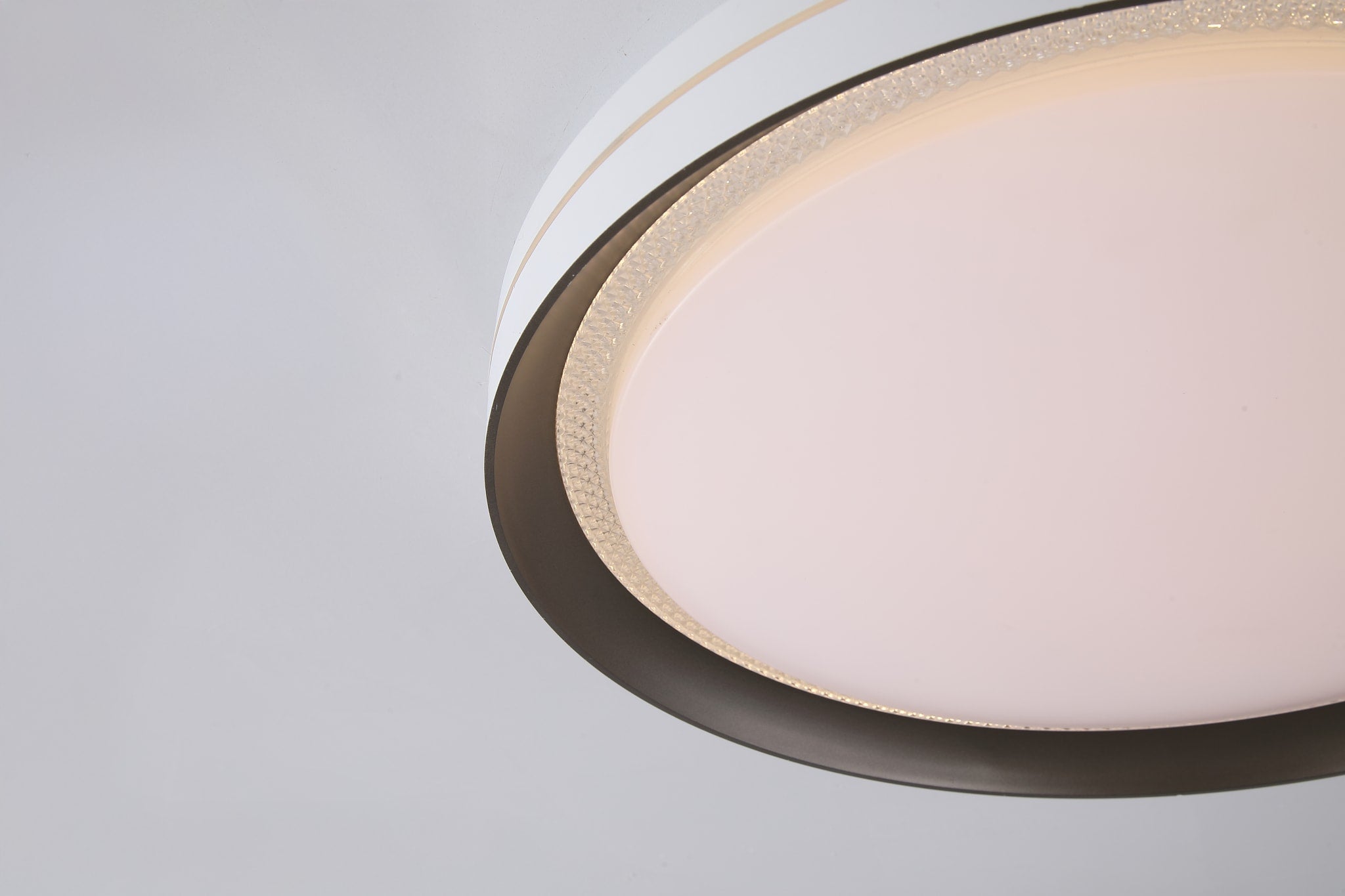 Saucer LED Flush, White and Latte Metal