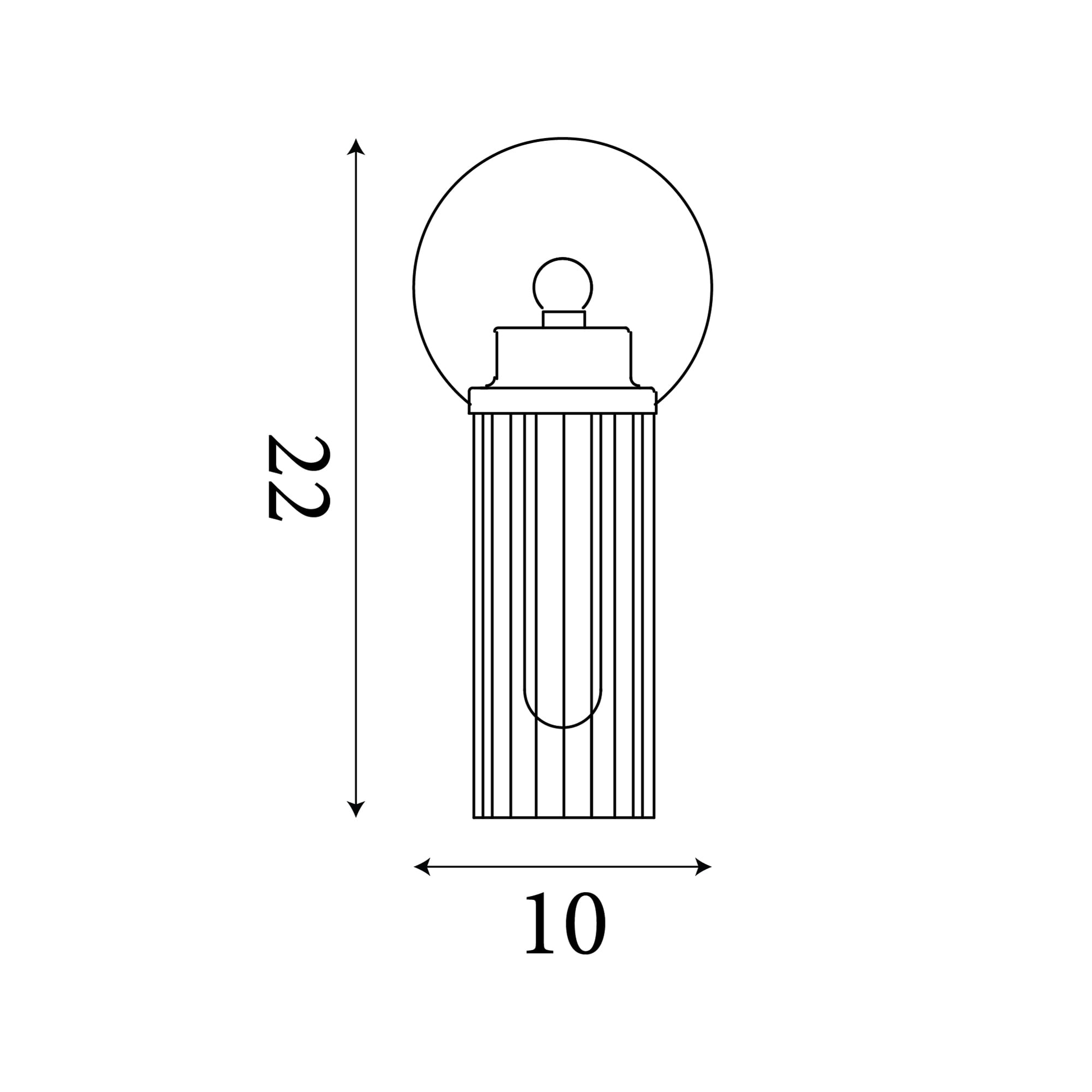 Imperial 1Lt Wall Light, Matt Black Metal & Clear Ribbed Gla