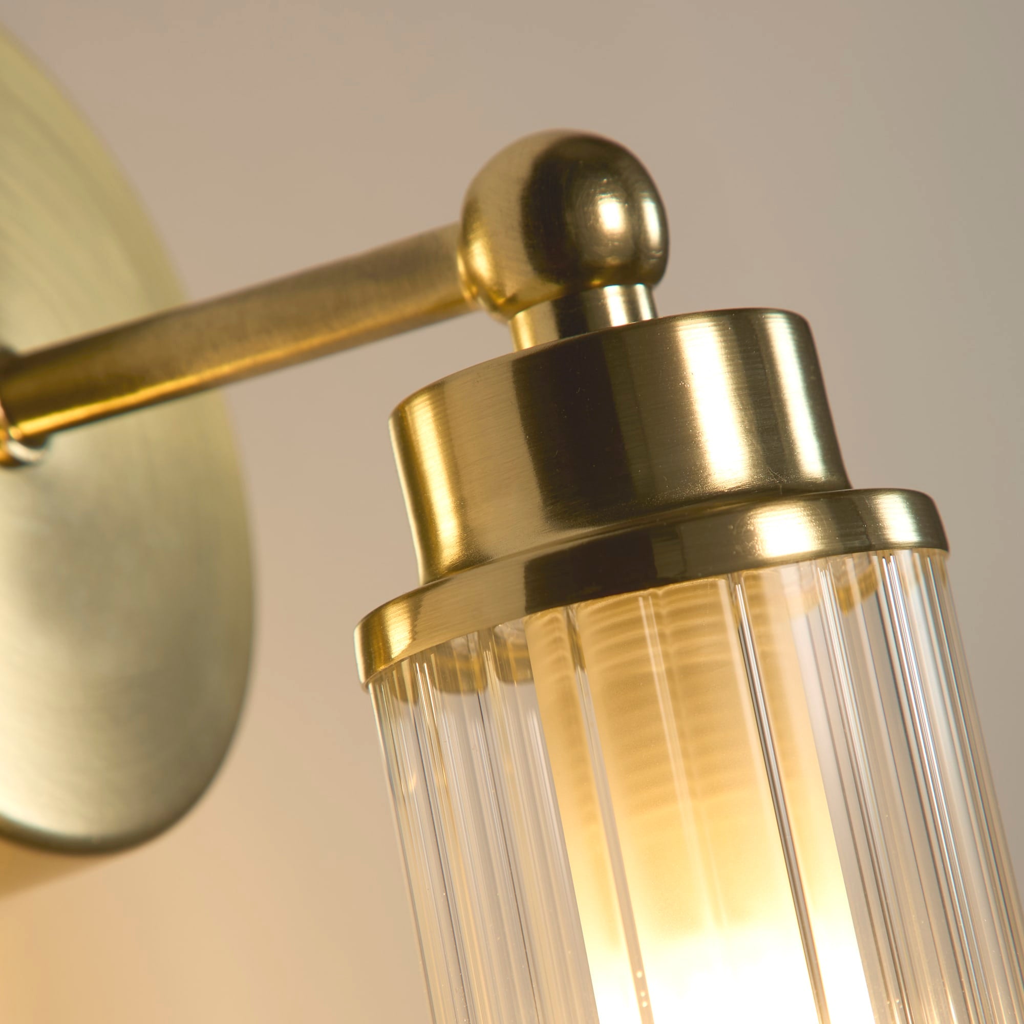 Imperial 1Lt Wall Light, Satin Brass Metal & Clear Ribbed Gl