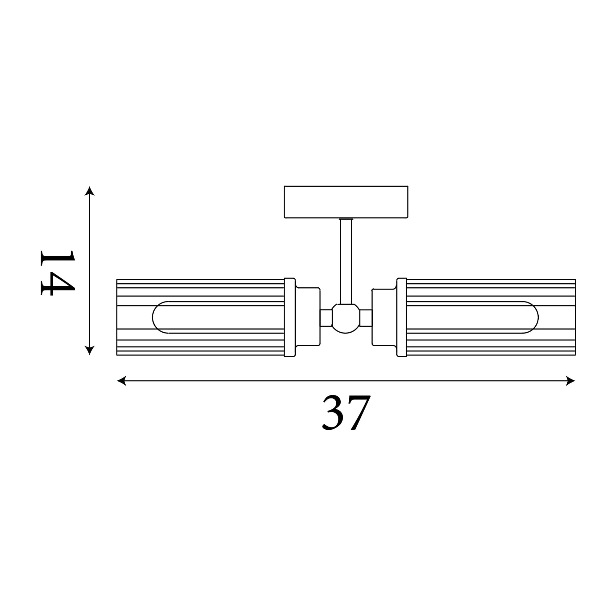 Imperial 2Lt Wall Light, Matt Black Metal & Clear Ribbed Gla