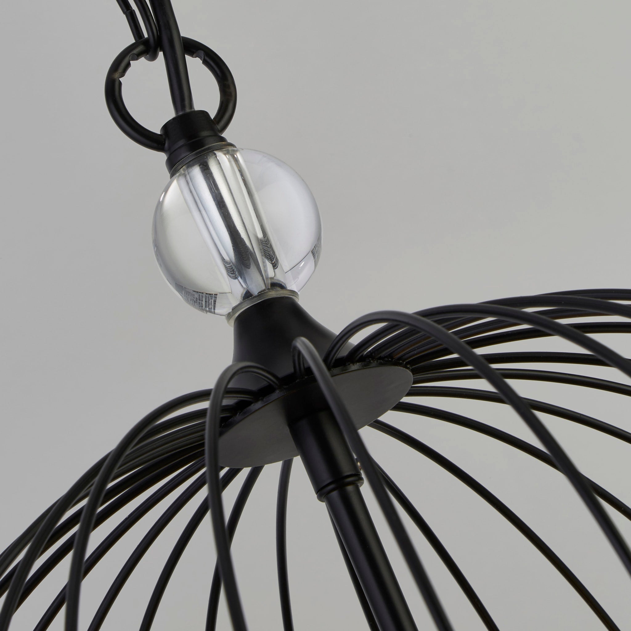Shower 5Lt Pendant  - Black Metal & Clear Crystal