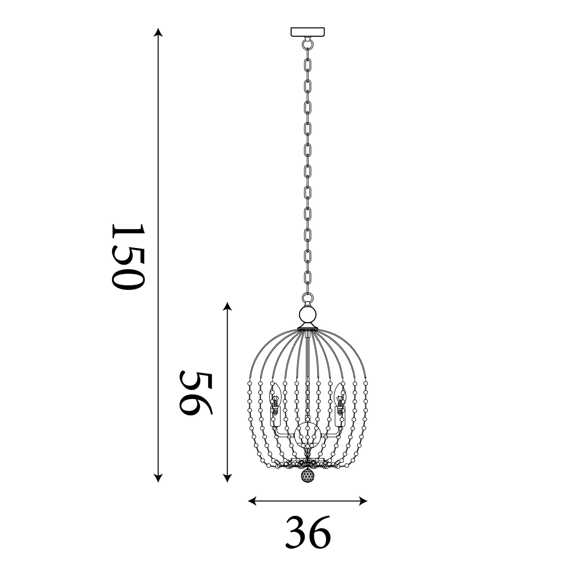 Shower 5Lt Pendant  - Black Metal & Clear Crystal