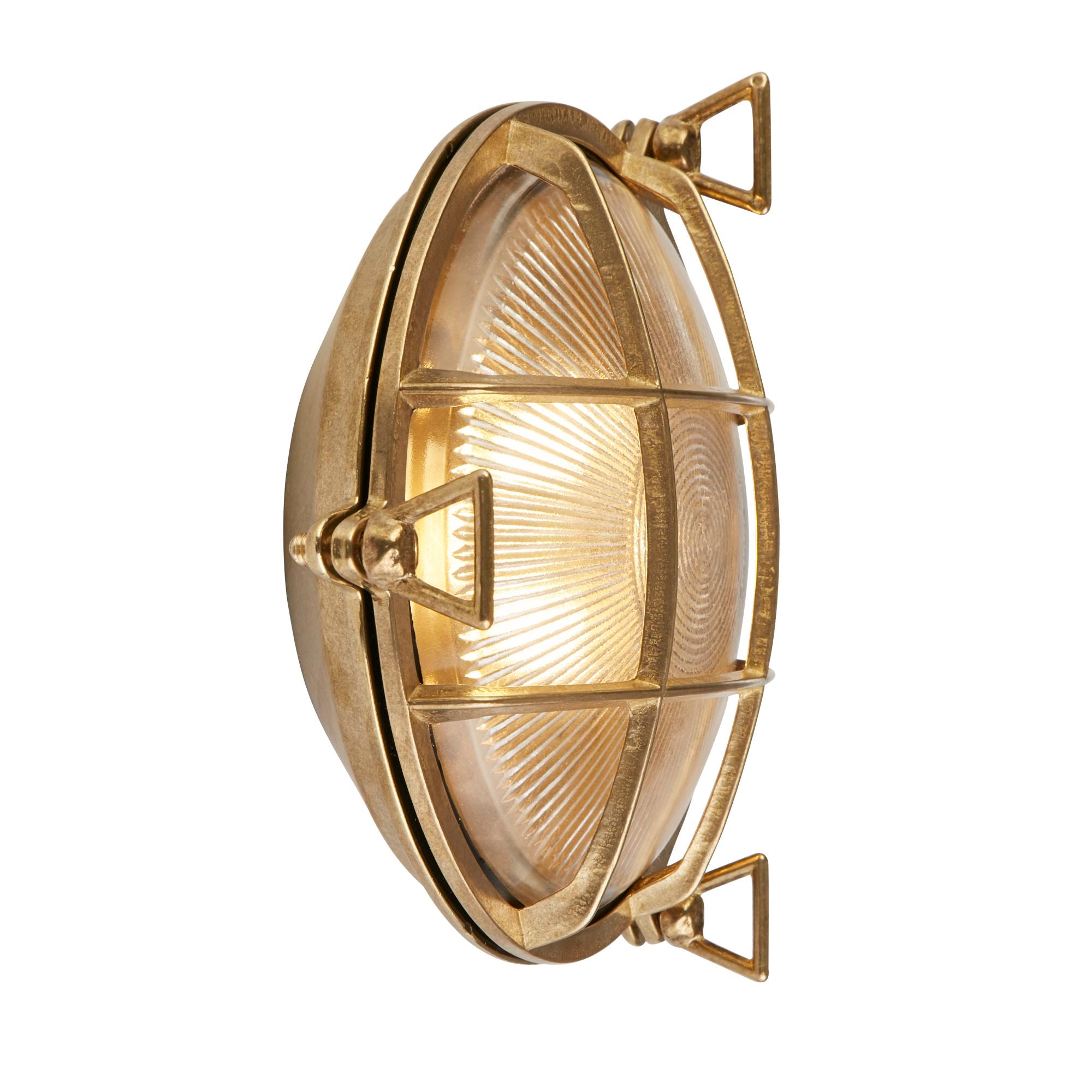 Bulkhead Round Outdoor Light - Solid Brass & Ribbed Glass