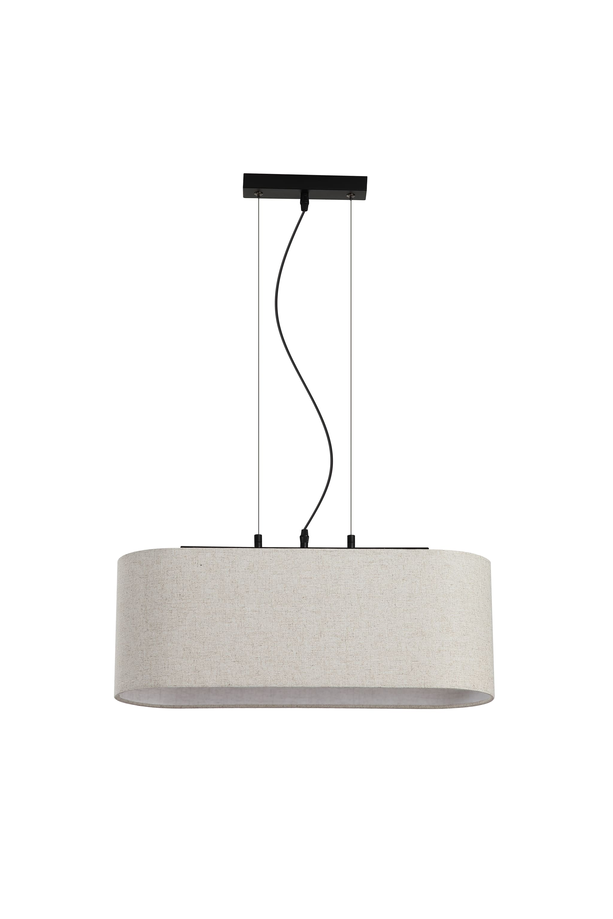 Hessian 3Lt Pendant, Black Metal with Linen Shade