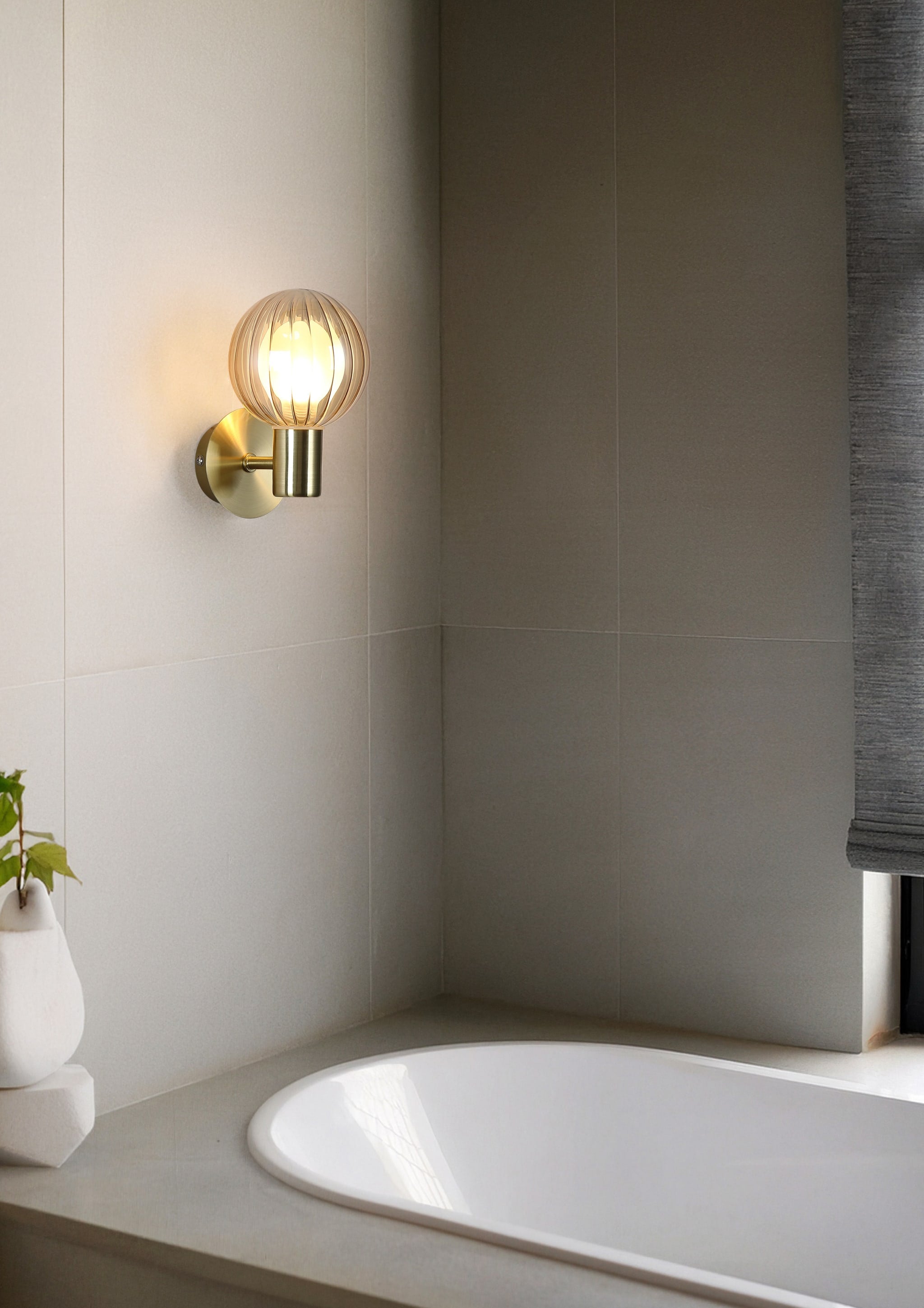 Luminsphere 1Lt Wall Light, Brass with Champagne Glass IP44