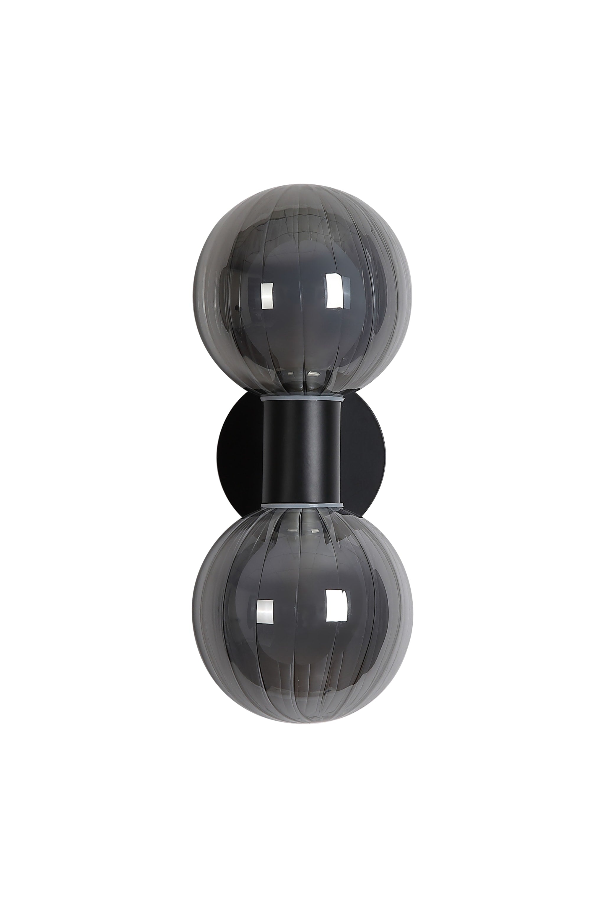 Luminsphere 2Lt Wall Light, Matt Black Metal with Smoked Gla