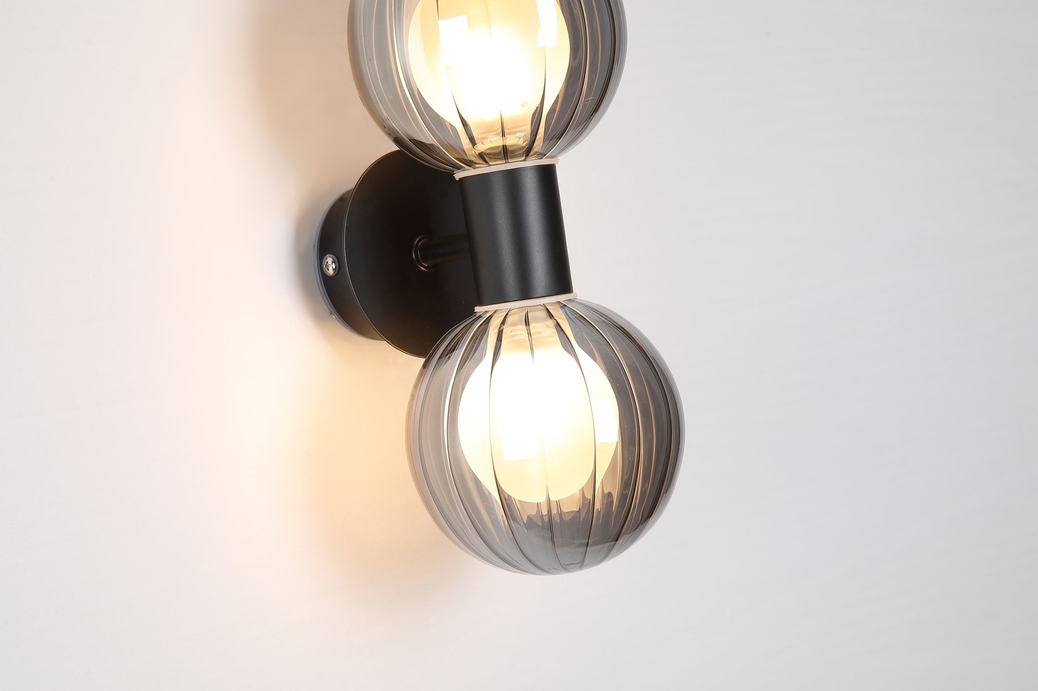 Luminsphere 2Lt Wall Light, Matt Black Metal with Smoked Gla