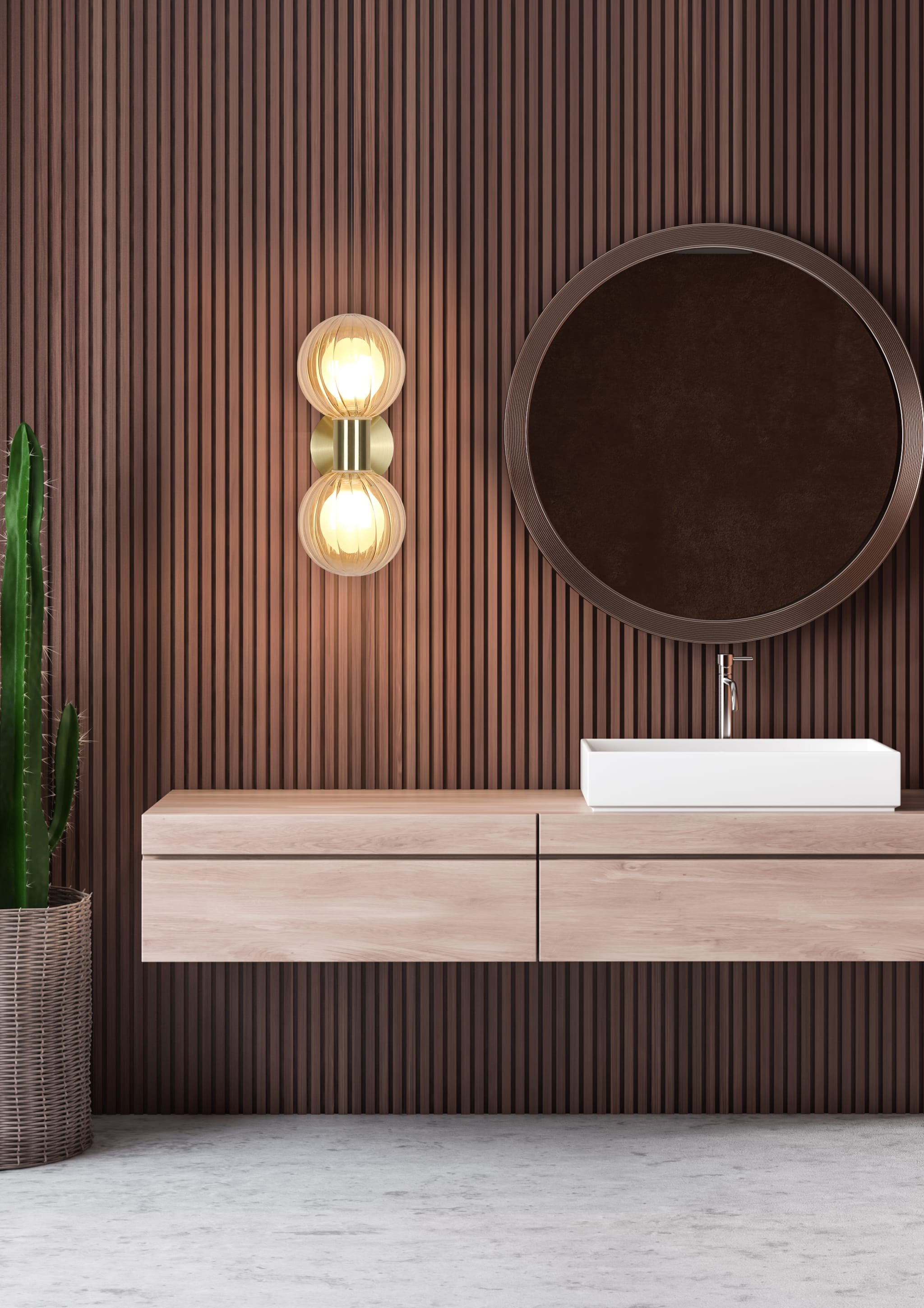 Luminsphere 2Lt Wall Light, Brass with Champagne Glass IP44