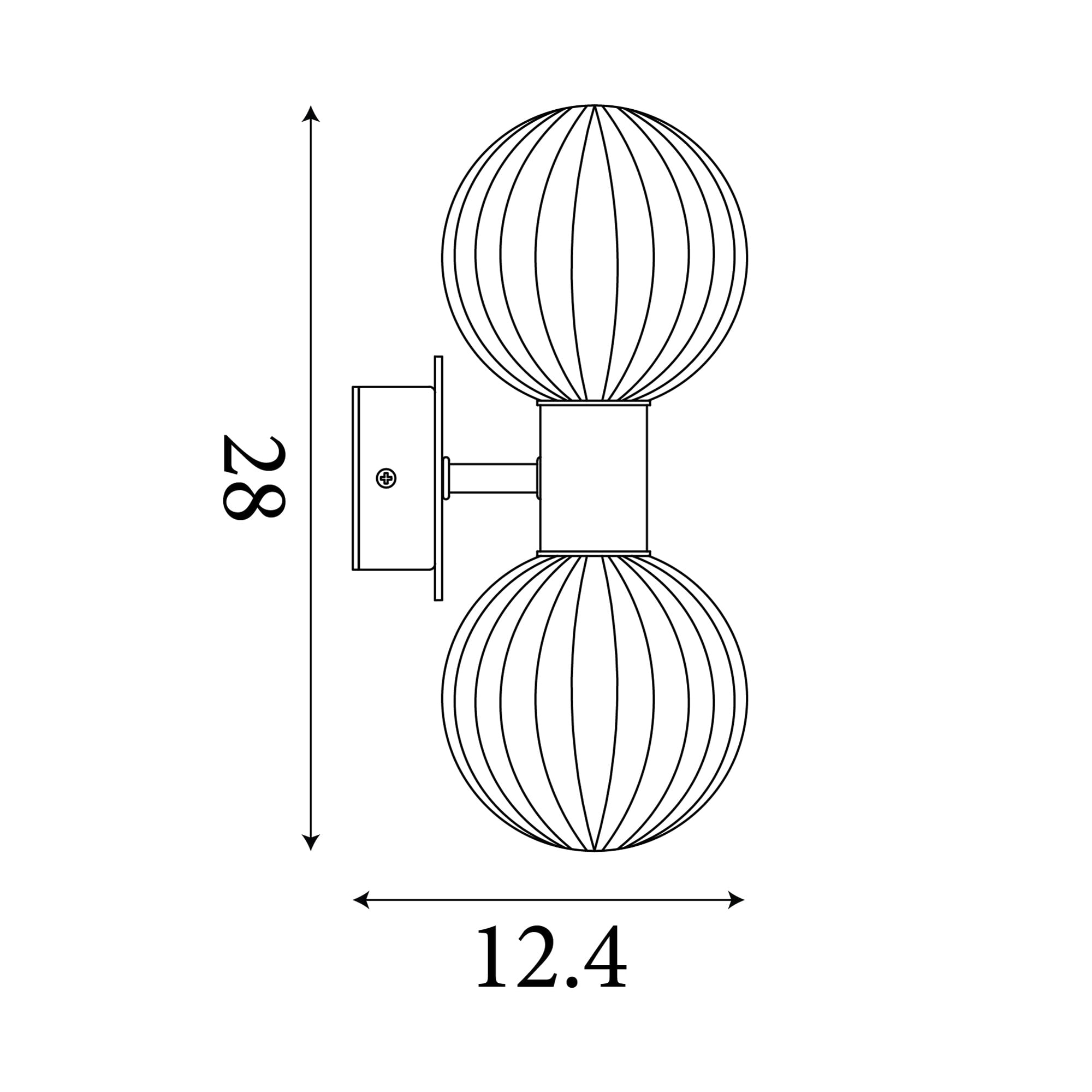 Luminsphere 2Lt Wall Light, Brass with Champagne Glass IP44